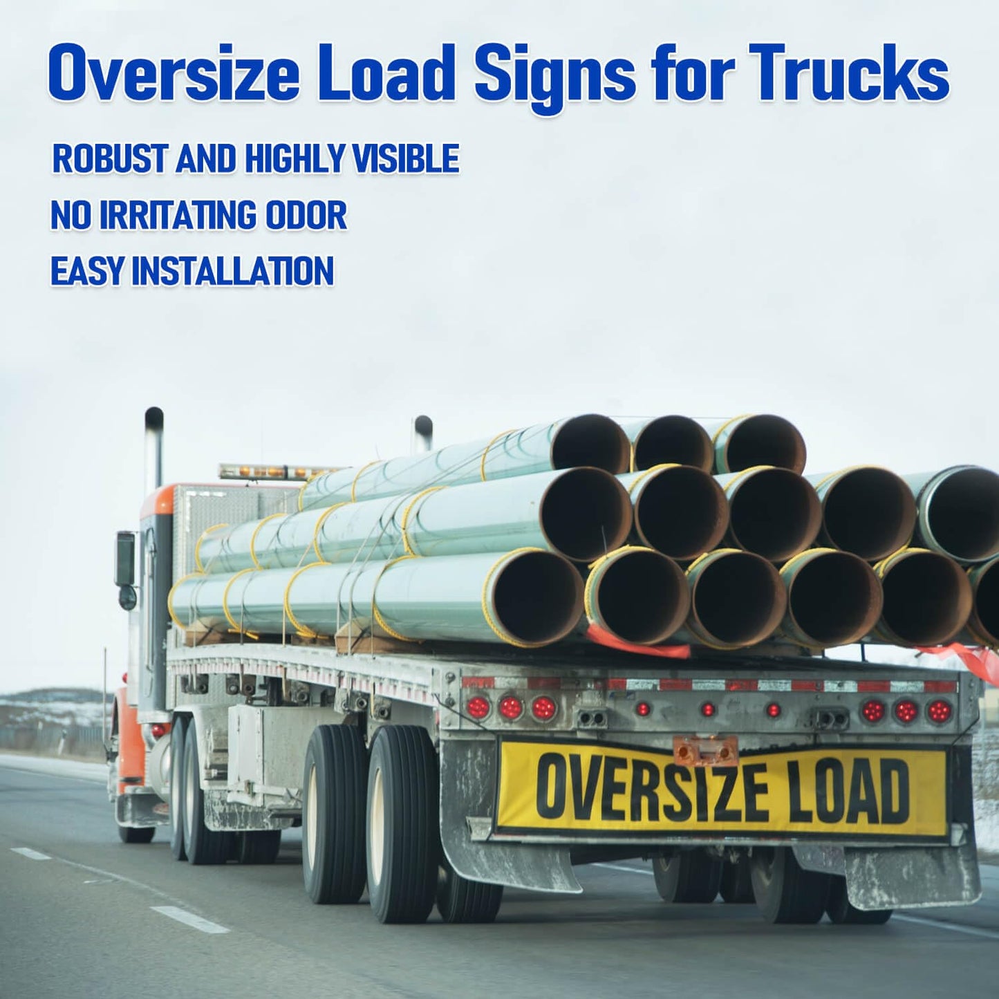 Oversize Load Signs for Trucks and Pilot Cars, 2 Oversize Load Banner, 4 Red Flag Warning with Bungee Hook, Wide Load Signs for Trucks Trailer Semi, Heavy Duty Mesh