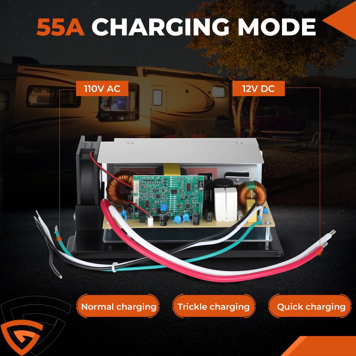 WF-8955-AD-MBA RV Power Converter Main Board Assembly 55 Amp for RV Trailer Camper WF-8955, WF-8900-AD, WF-8955-MBA, WF-8955PEC Series Converters, Fit for Parallax 7155, 7145 Power Center