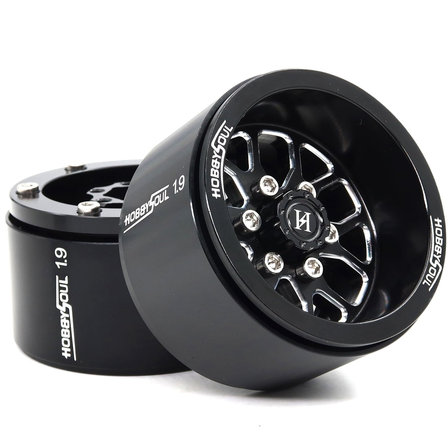 HOBBYSOUL 4pcs 1.9 Beadlock Wheels -10.5mm Negative Offset Rims 33mm Wide for RC 1/10 Crawler TRX4 SCX10 Gen8 Upgrades