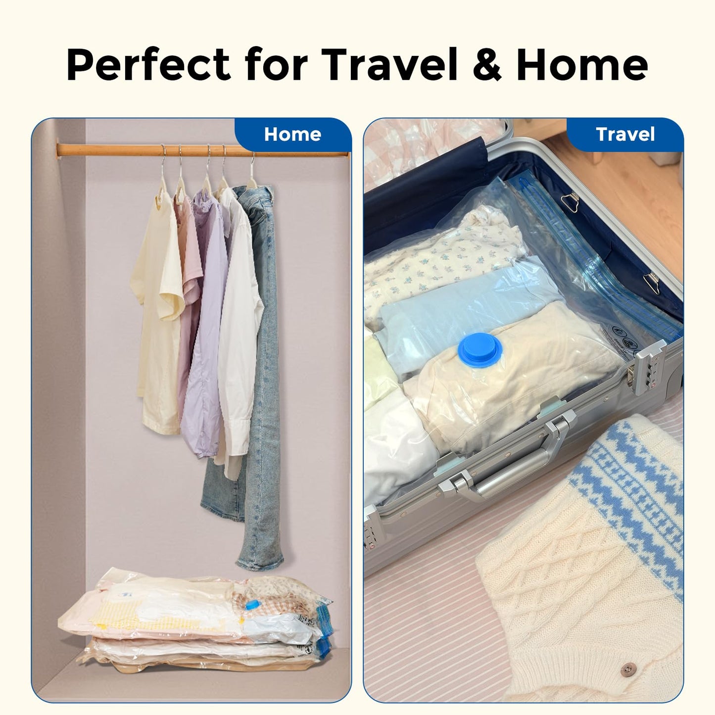 ETENWOLF Vacuum Storage Bags for Travel with Rechargeable Wireless Pump, Vacuum Seal Bags for Clothes and Travel, Space Saver Bags in Carry-On Sizes, Perfect for Luggage and Suitcases, 24 Combo