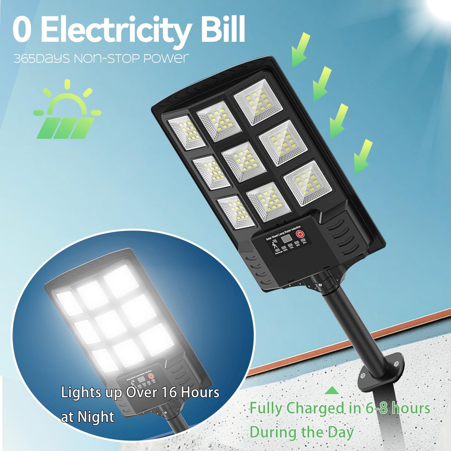 Solar Street Lights Outdoor Waterproof,6500K Solar Lights Outdoor 12000LM LED Solar Flood Light, 320 Wide Angle with Motion Sensor and Remote Control for Yard,Fence,Parking lot,Garage,Yard (4 Pack)