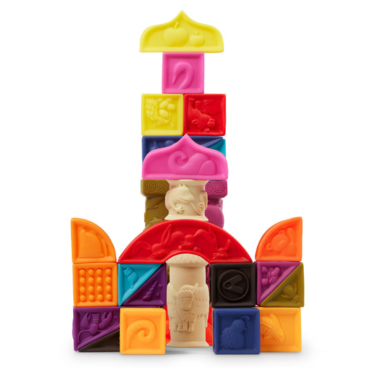 B. toys – Alphabet Learning Blocks for Babies & Toddlers – 26 Soft Squeezable ABC Blocks with Textured Animals – Educational Toys for Sensory Play, Bath Time & Early Development – 6+ Months