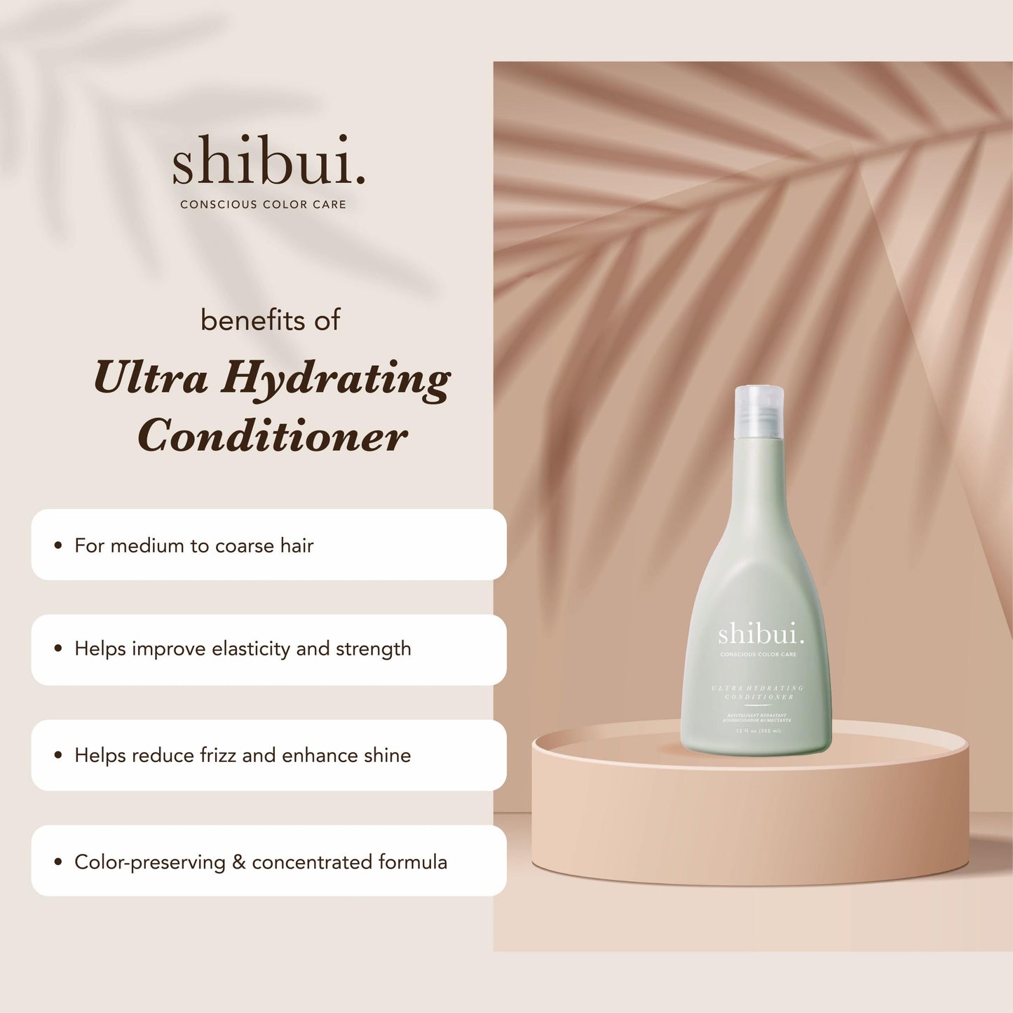 SHIBUI Ultra Hydrating Conditioner, Moisture-Rich Conditioning & Color Protection with Shea Butter & Hyaluronic Acid, For Medium to Textured Hair, Color-Safe & Silicone-Free, 33.8 Fl Oz