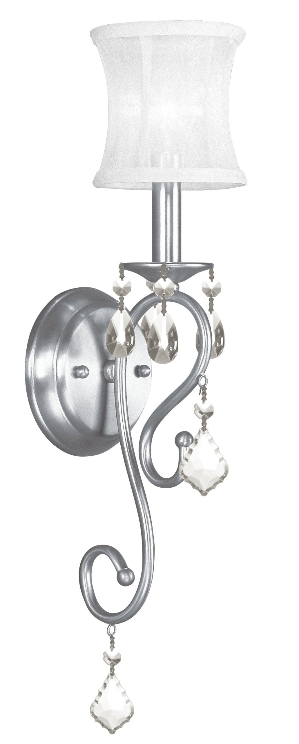 Livex Lighting 6301-91 Newcastle Brushed Nickel Wall Sconce , White