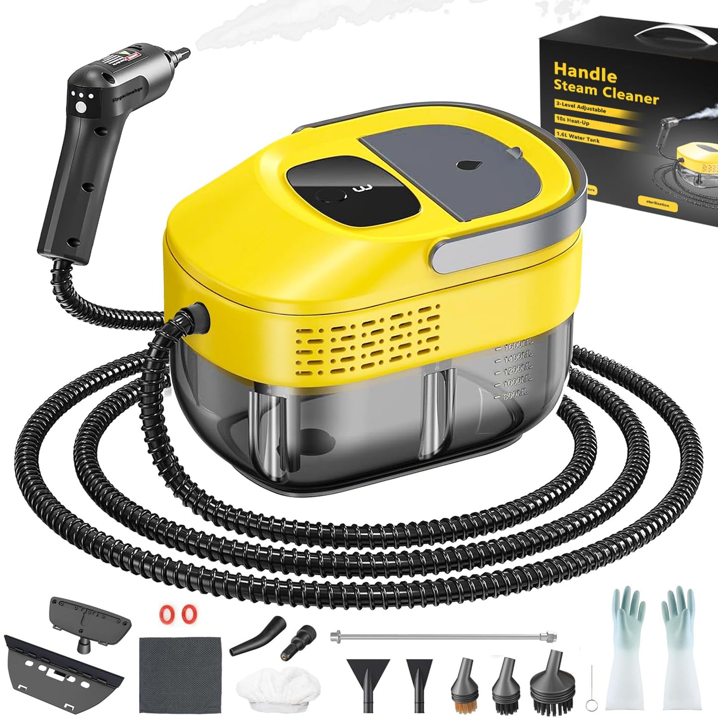 3 Level Adjustable Pressurized Handheld Steam Cleaner for Home, 10s Heat-Up Handheld Steamer for Cleaning, 1.6 Qt Tank Portable Steam Cleaner Handheld for Car,Grout,Tile,Couch,Floor