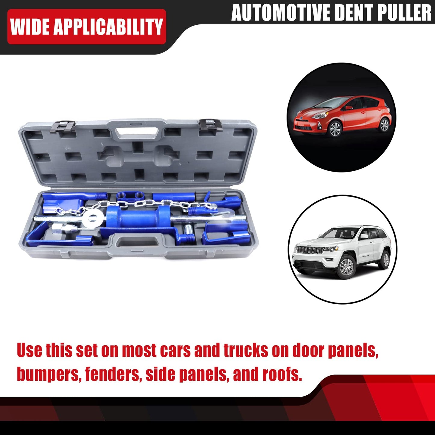 FEXON Automotive Dent Puller with Universal Slide Hammer Auto Body Truck Repair Tool Kit Repair Frame Set with Carrying Case 15PCS