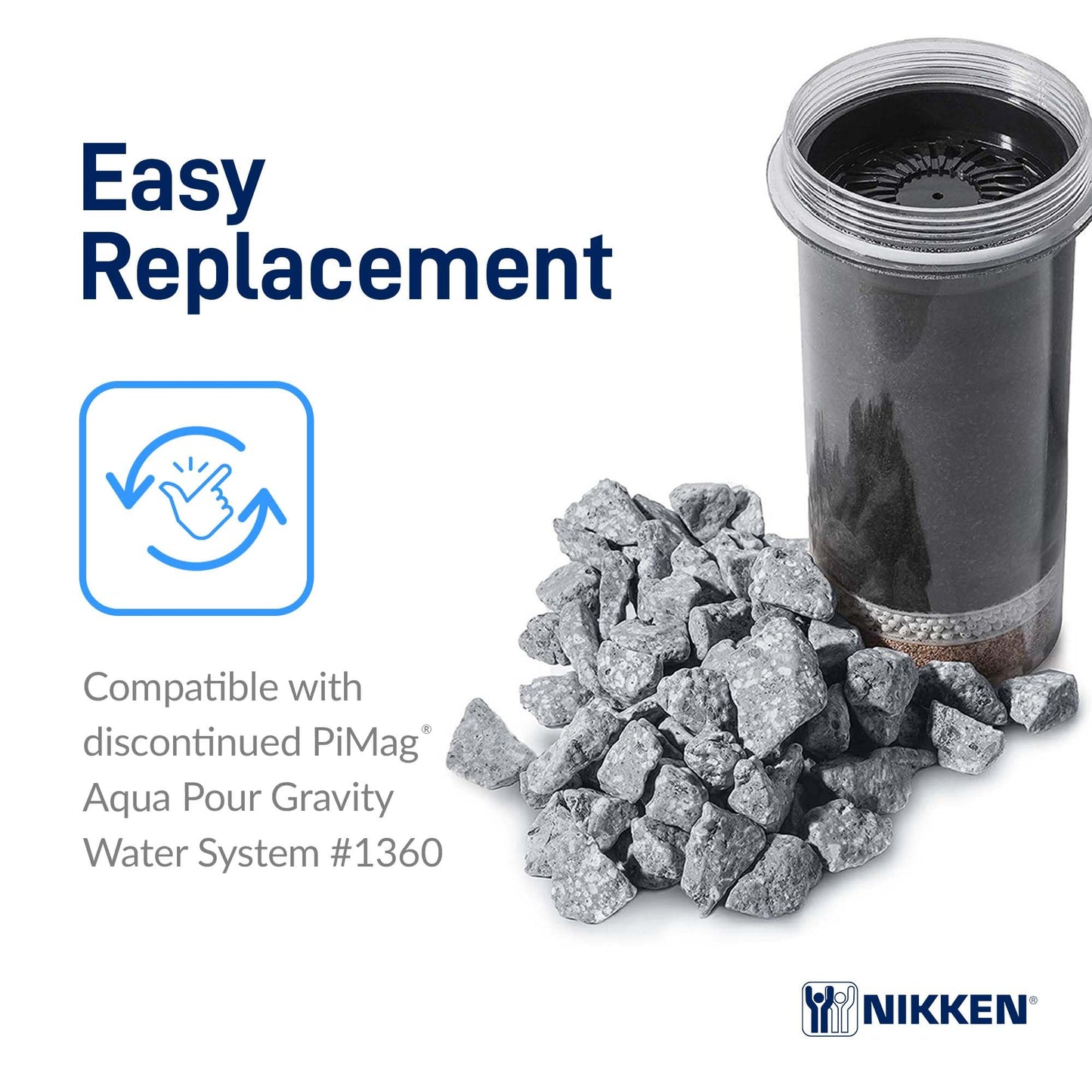 Nikken PiMag Aqua Pour Mineral Stones 1386 - Replacement for PiMag Aqua Pour System 1360 - Perfect for Reduction of Aesthetic Chlorine and Aesthetic Chloramine