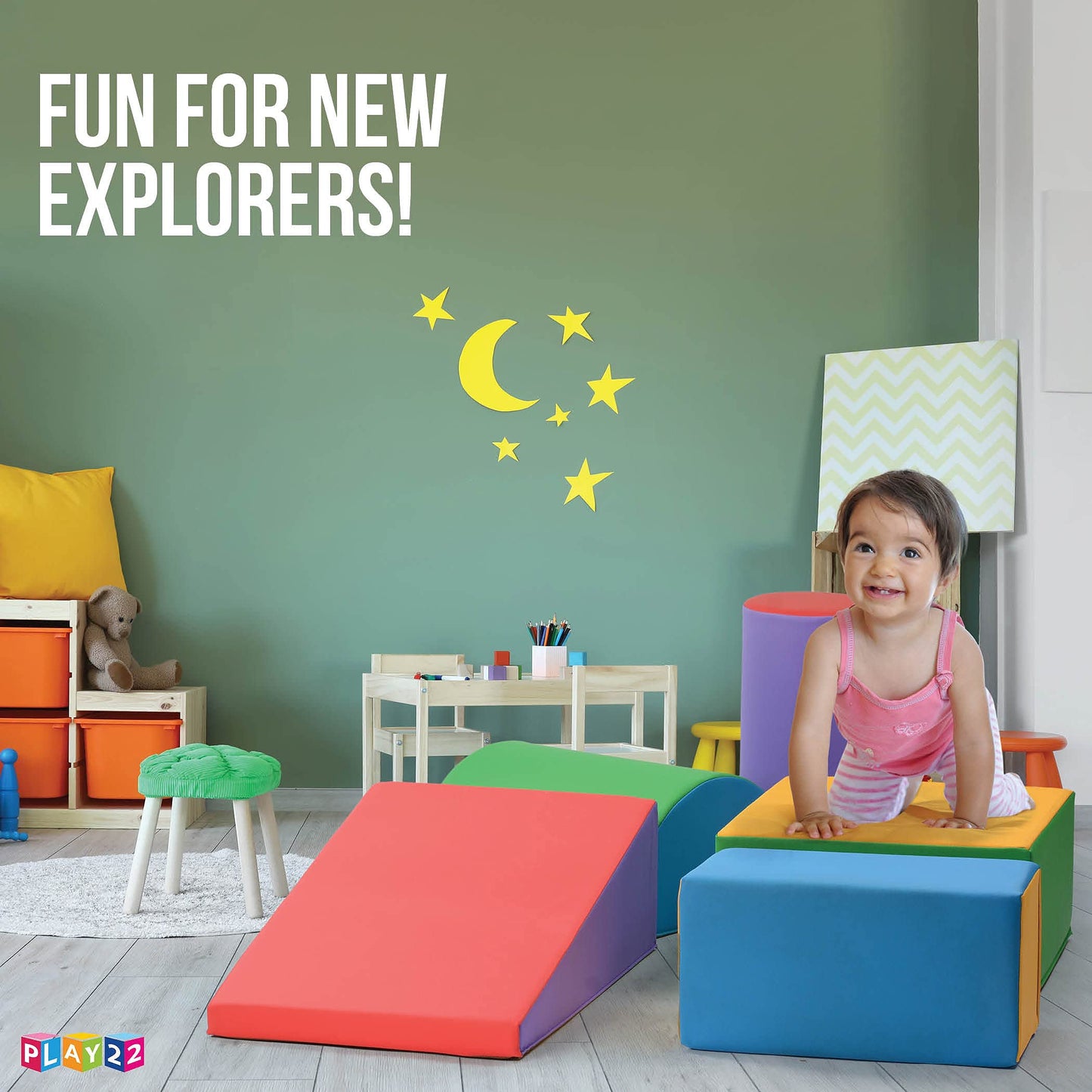 Climb and Crawl Activity Play Set - Climbing Foam Shape Toy for Toddlers 5 Piece Soft Zone Climbing Blocks, Safe Indoor Crawling Gym Equipment for Toddler, Infant, Baby Waterproof and Easy to Clean