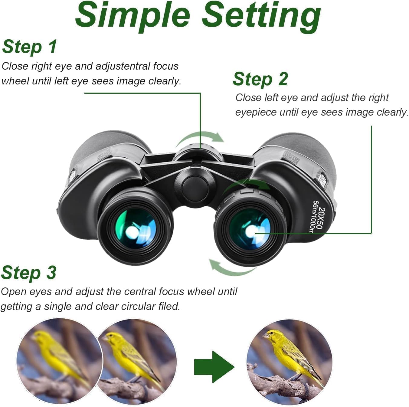 20x50 Binoculars for Adults, HD High Powered Professional Binoculars for Bird Watching Travel Stargazing Concerts Outdoor Sports-BAK4 Prism FMC Lens,Waterproof, Fogproof with Phone Adapter