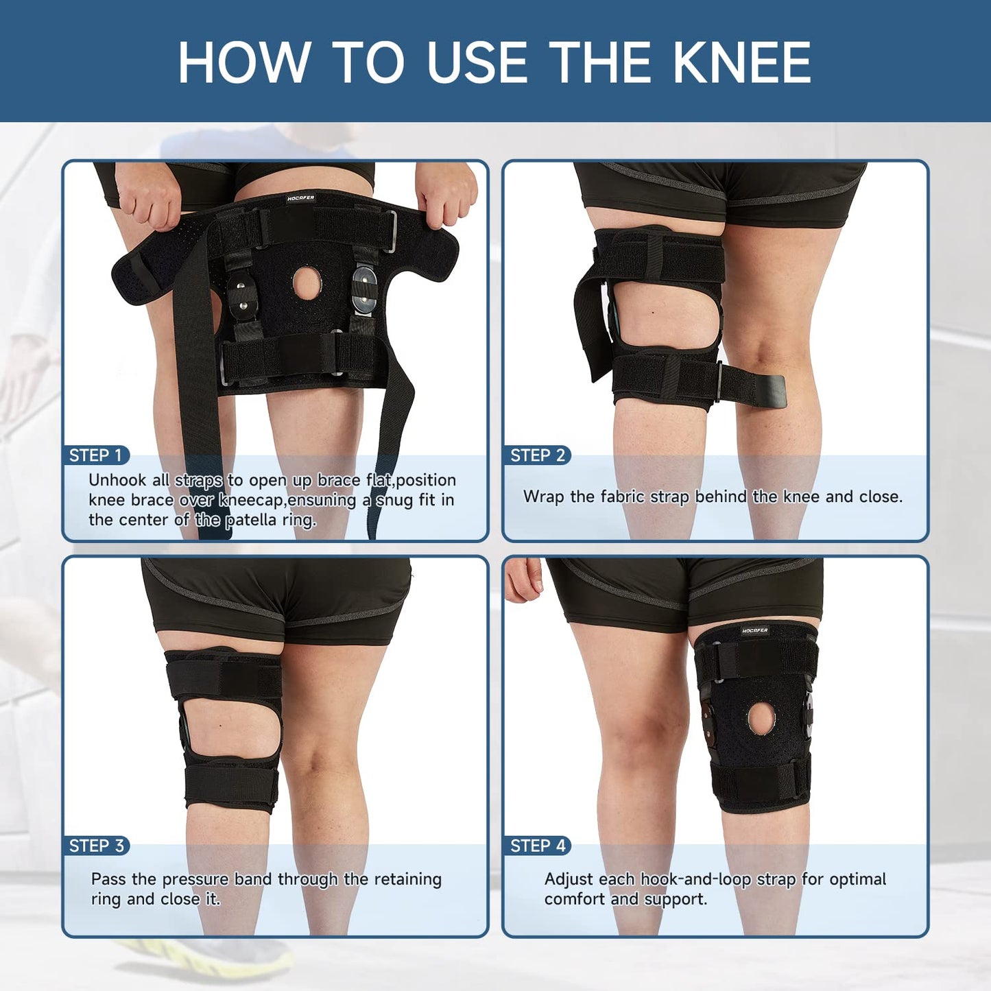 Plus Size Knee Brace XL-8XL,Stable Support of The Decompression Knee, Effective Relief of ACL, Arthritis, Meniscus Tear, Adjustable Compression Band, Suitable for Men and Women (3XL-4XL)