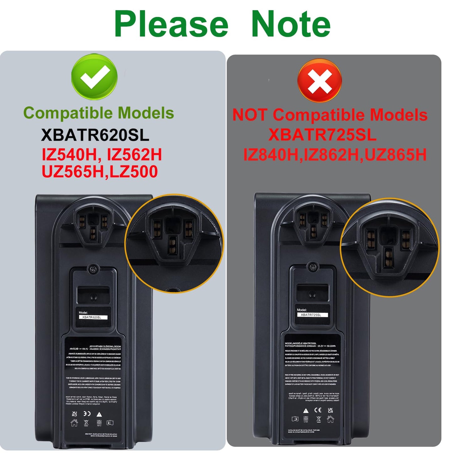 Xpopox Replacement for Shark XBATR620SL Battery Compatible with IZ540H, IZ562H, UZ565H,LZ500 Shark Cordless Vacuum Cleaners, 3000mAh 21.6V（NOT Fits for Shark IZ840H,IZ862H,UZ865H Series Models）