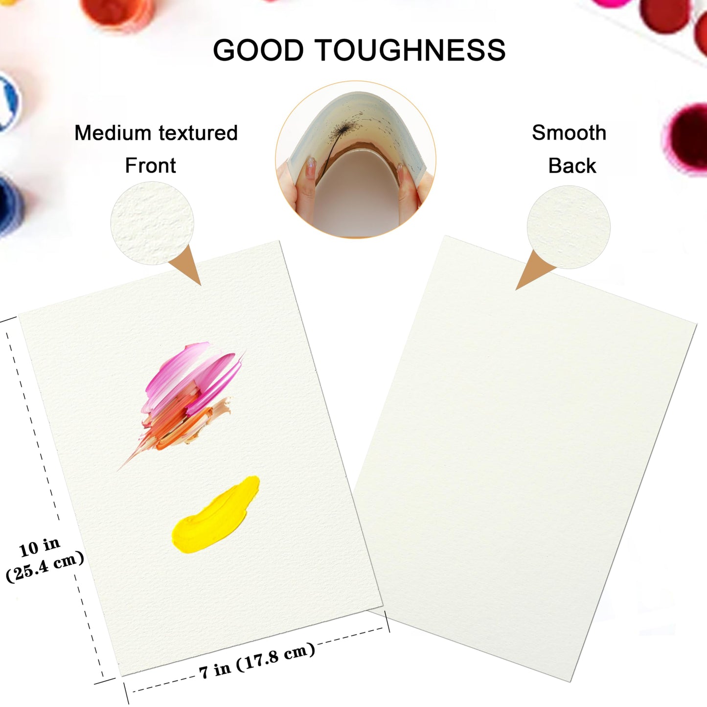 Silunkia 120 Sheets 100% Cotton Watercolor Paper 7 x 10 Inch, 140lb/300gsm Heavyweight Art Cold Pressed Off White Paper for Students Adults Beginner Artists Drawing Valentine Gift Cards