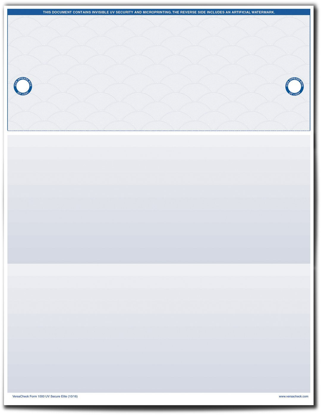 VersaCheck UV Secure Checks - 500 Blank Business Voucher Checks - Blue Elite - 500 Sheets Form #1000 - Check on Top