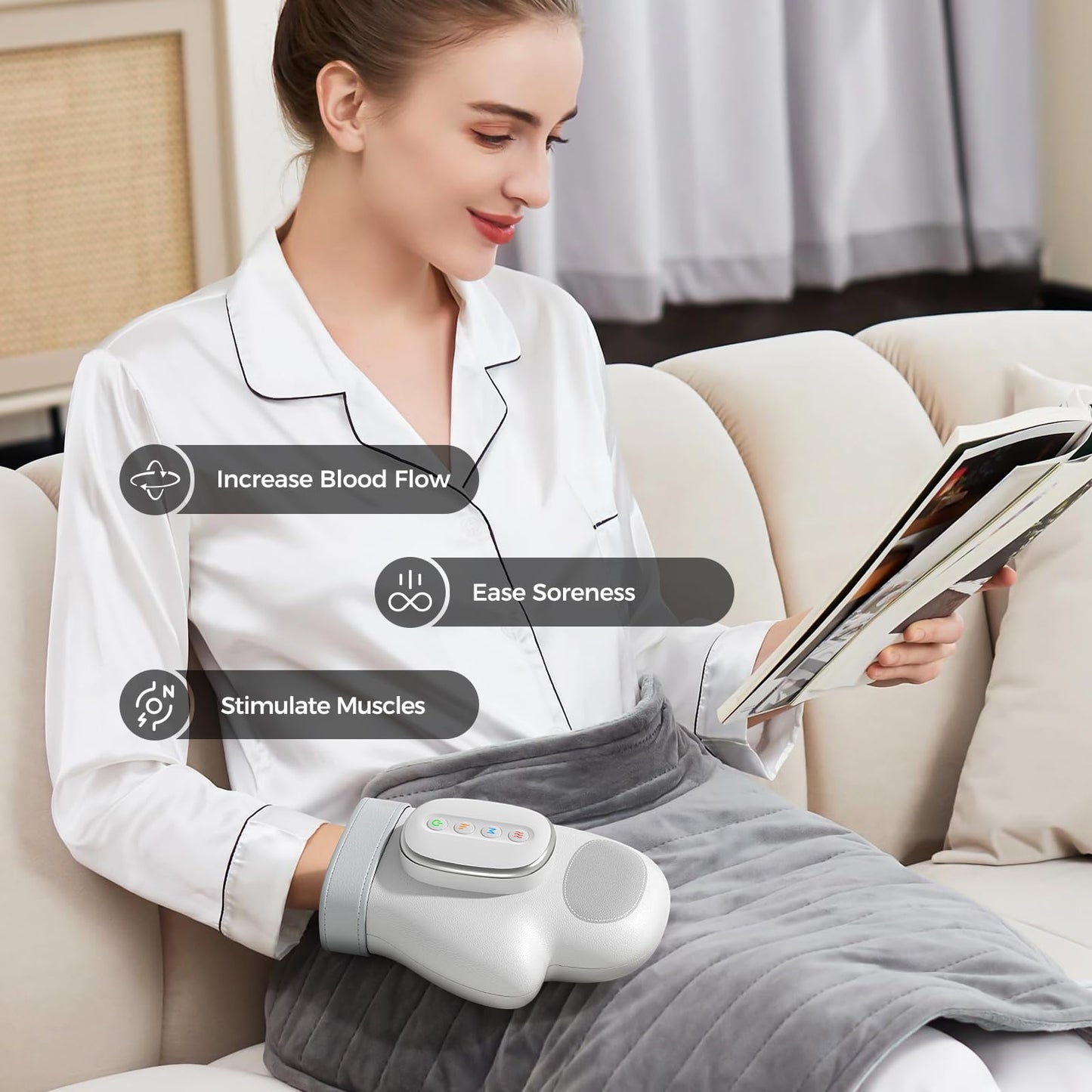 WUX Hand Massager with Heat Compression Relief, 3 Massage 4 Temperatures 5 Compression Models Therapy Glove, Arthritis & Wrist Carpal Tunnel Muscles Pressure Point Therapy, Ideal Gifts for Women/Men