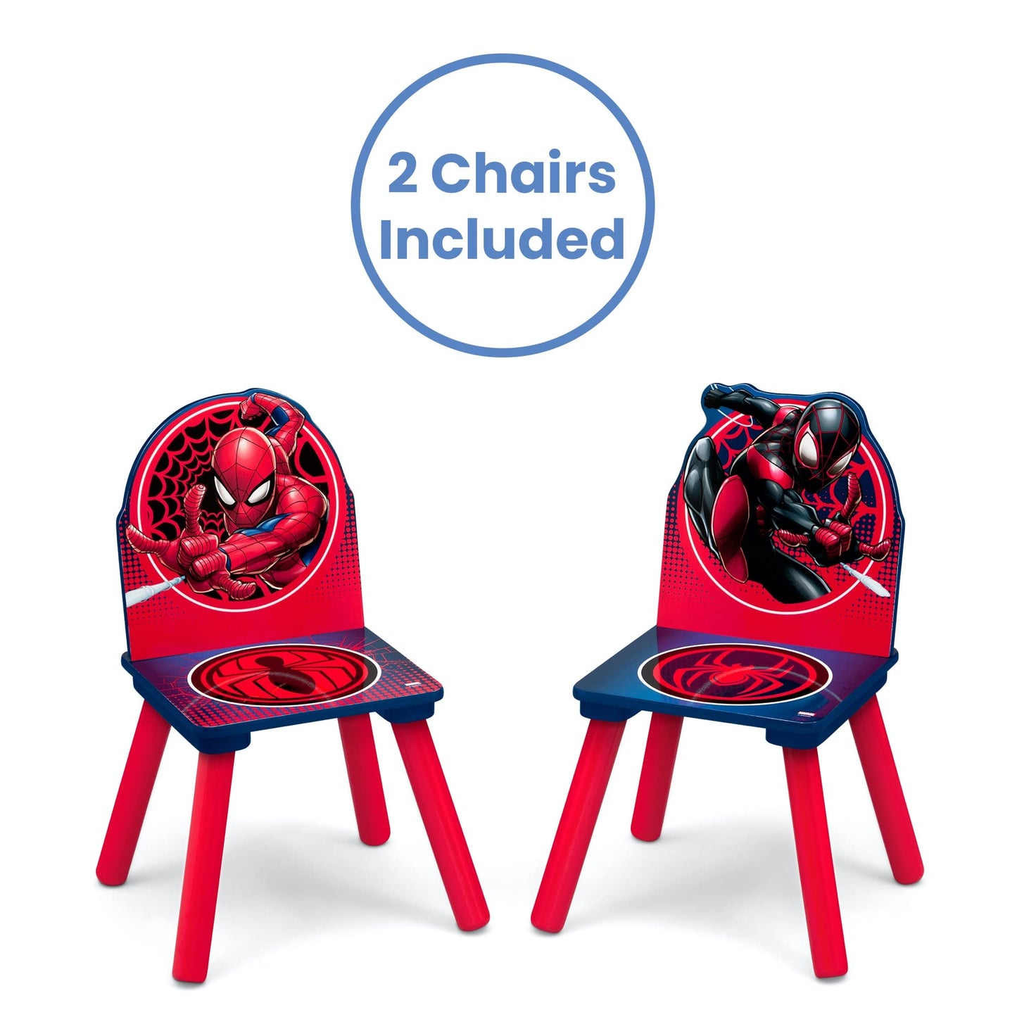 Delta Children Marvel Spider Man Kids Table Set with Storage (2 Chairs Included) Greenguard Gold Certified, Onesize, Blue/Red