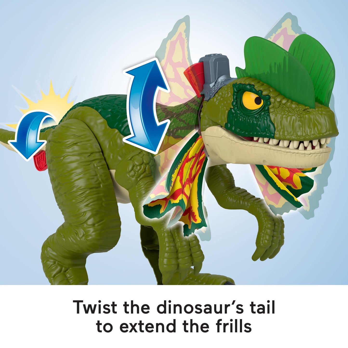Fisher-Price Imaginext Jurassic World Dinosaur Toy Thrash Attack Dilophosaurus 16+ Inch with Lights & Sounds for Pretend Play Kids Ages 3+ Years
