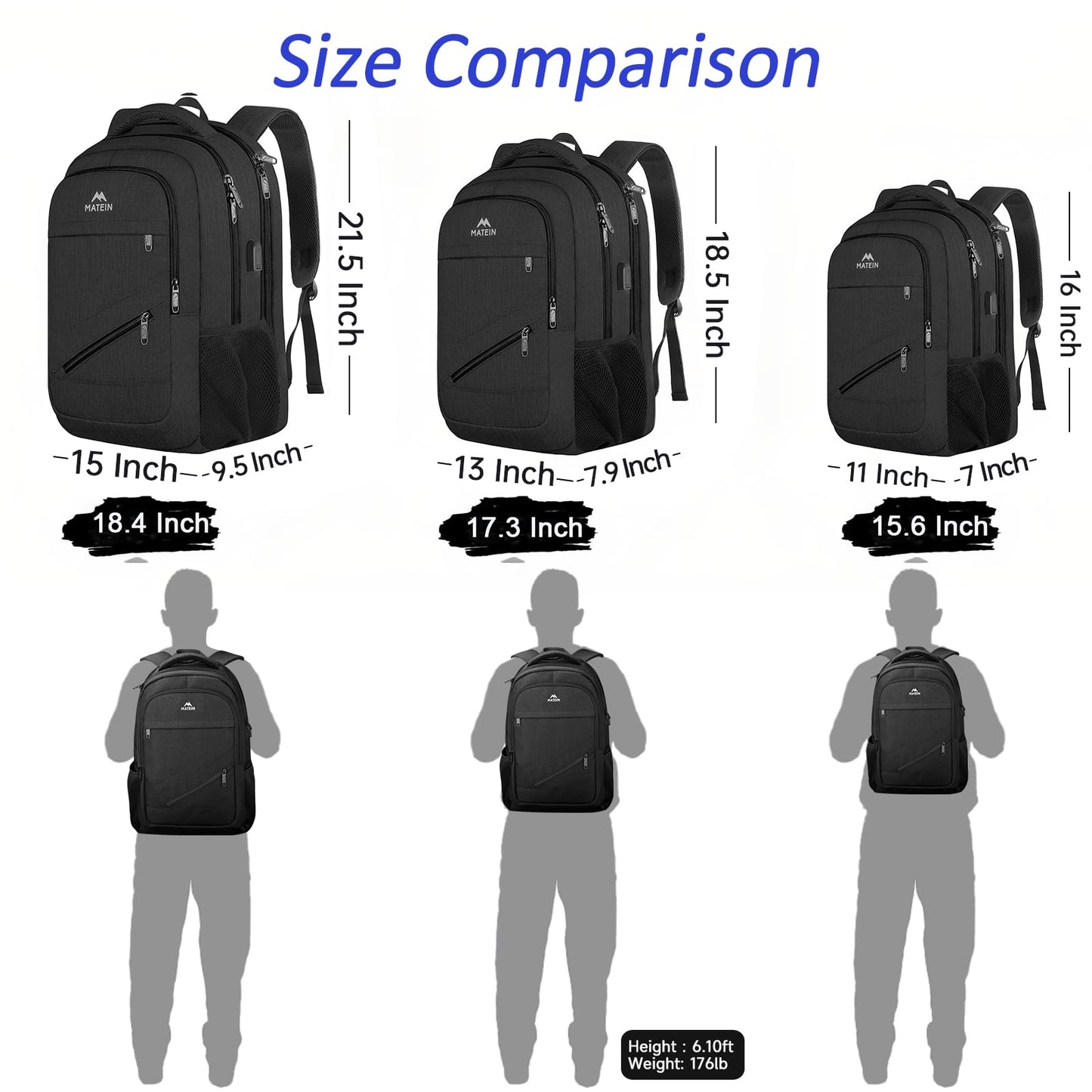 MATEIN School Laptop Backpack, Large TSA Friendly College Computer Bookbag with Laptop Compartment Fits 17 Inch Notebook, Water Resistant Business Work Travel Bag, Graduation Gifts for Men Women
