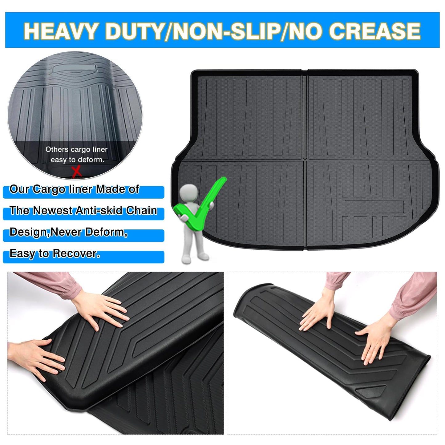 Powerty Trunk Mat for 2015-2020 2021 Lexus NX200t NX300 NX300h Accessories Cargo Mats TPO All Weather Cargo Liner Heavy-Duty Trunk Liners