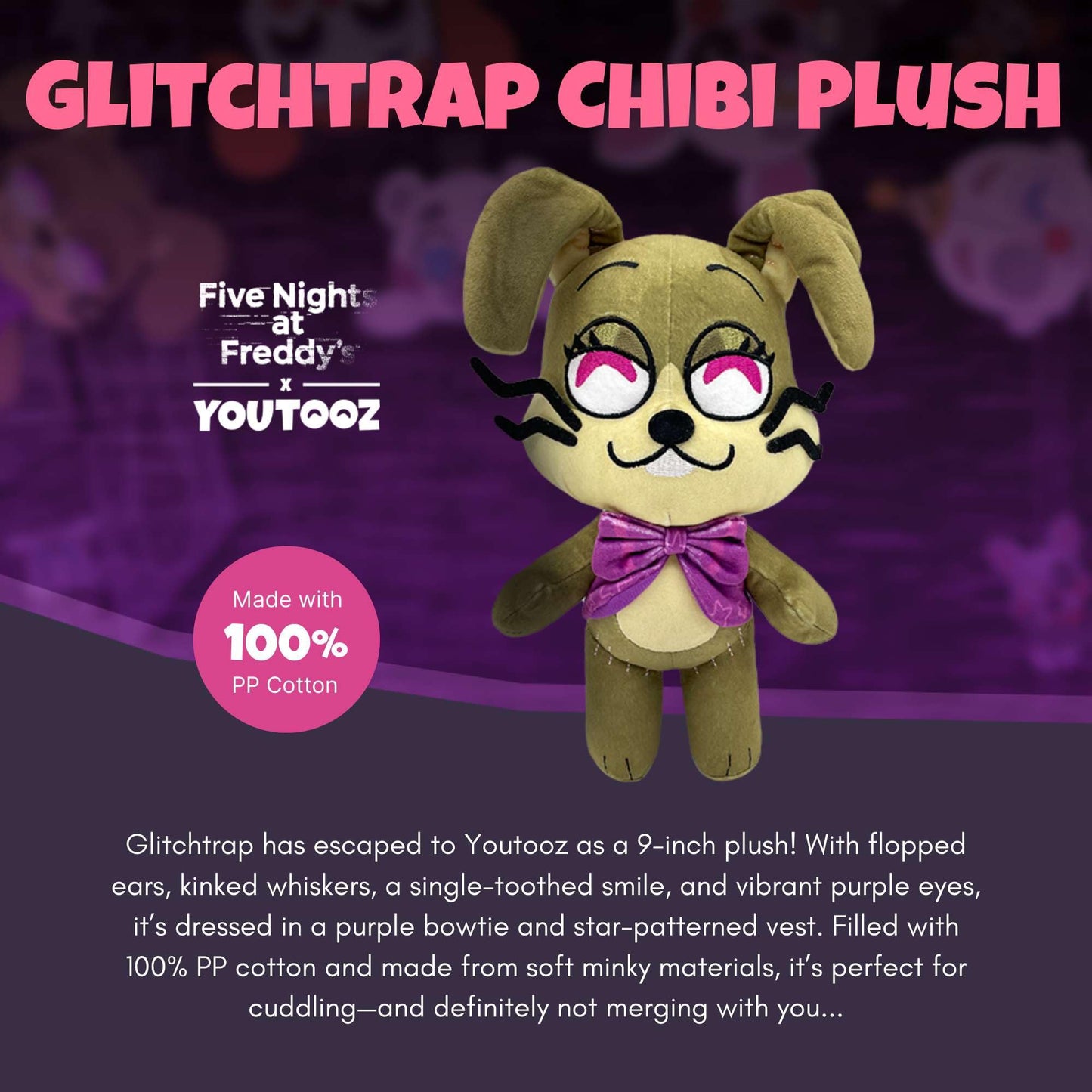 Youtooz Glitchtrap Chibi 9" inch Cotton Plush, Collectible Limited Edition FNAF Plushie from The Youtooz Five Nights at Freddy's Collection [Ages 15+]
