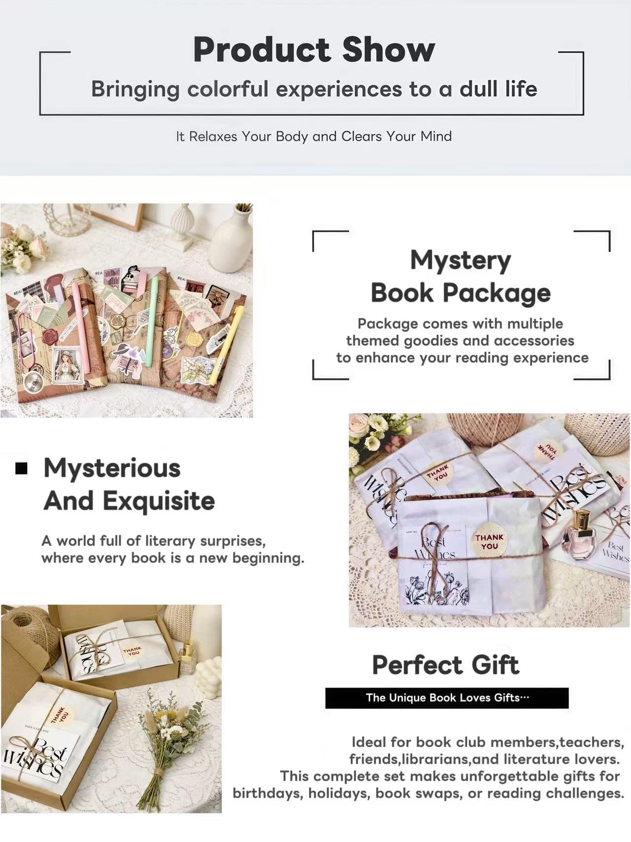 Blind Date with a Book, Mystery Box, Romance, Thriller, Mystery, Fantasy & Non-Fiction | Random Chosen Book with Goodies, Perfect Book Lover Gift for Any Occasion