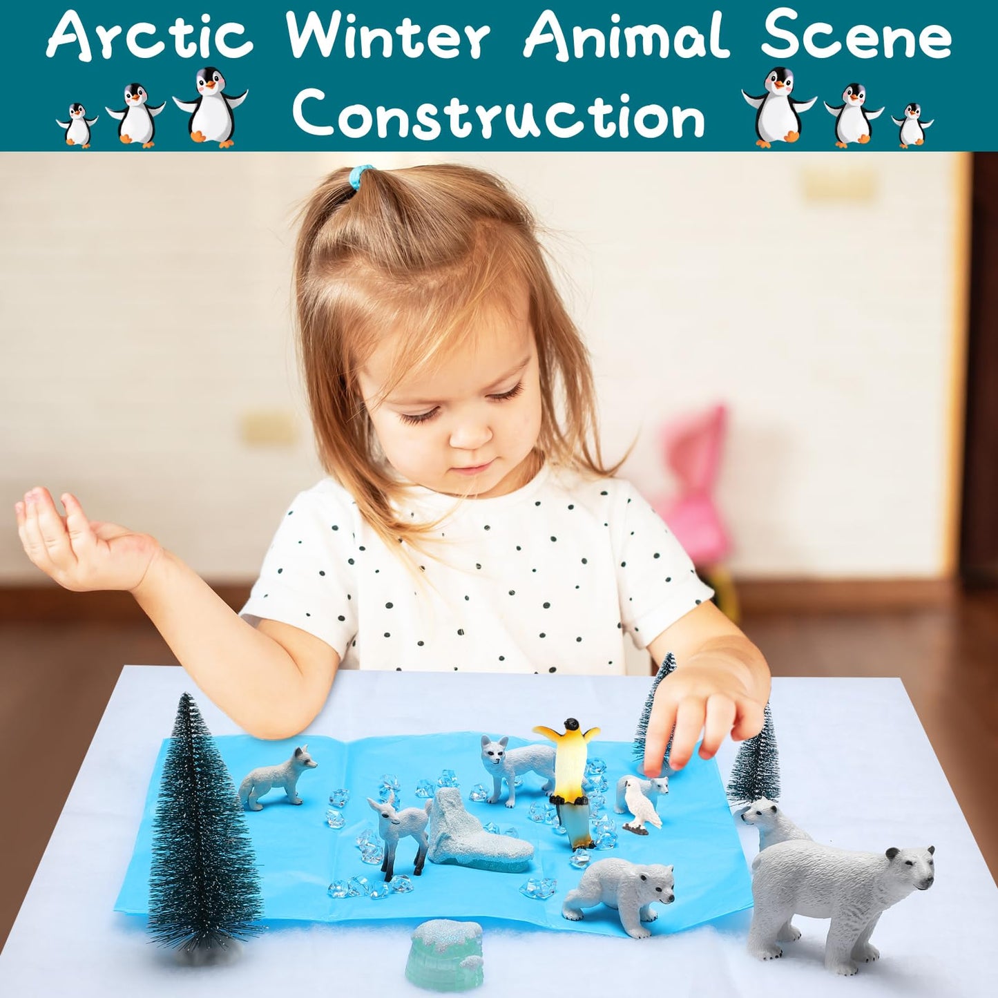 Glimin Polar Animals School Projects Set Diorama Supplies Kit Figurine Toys Model Diorama Project Set Educational Toys Birthday Gifts Decorations