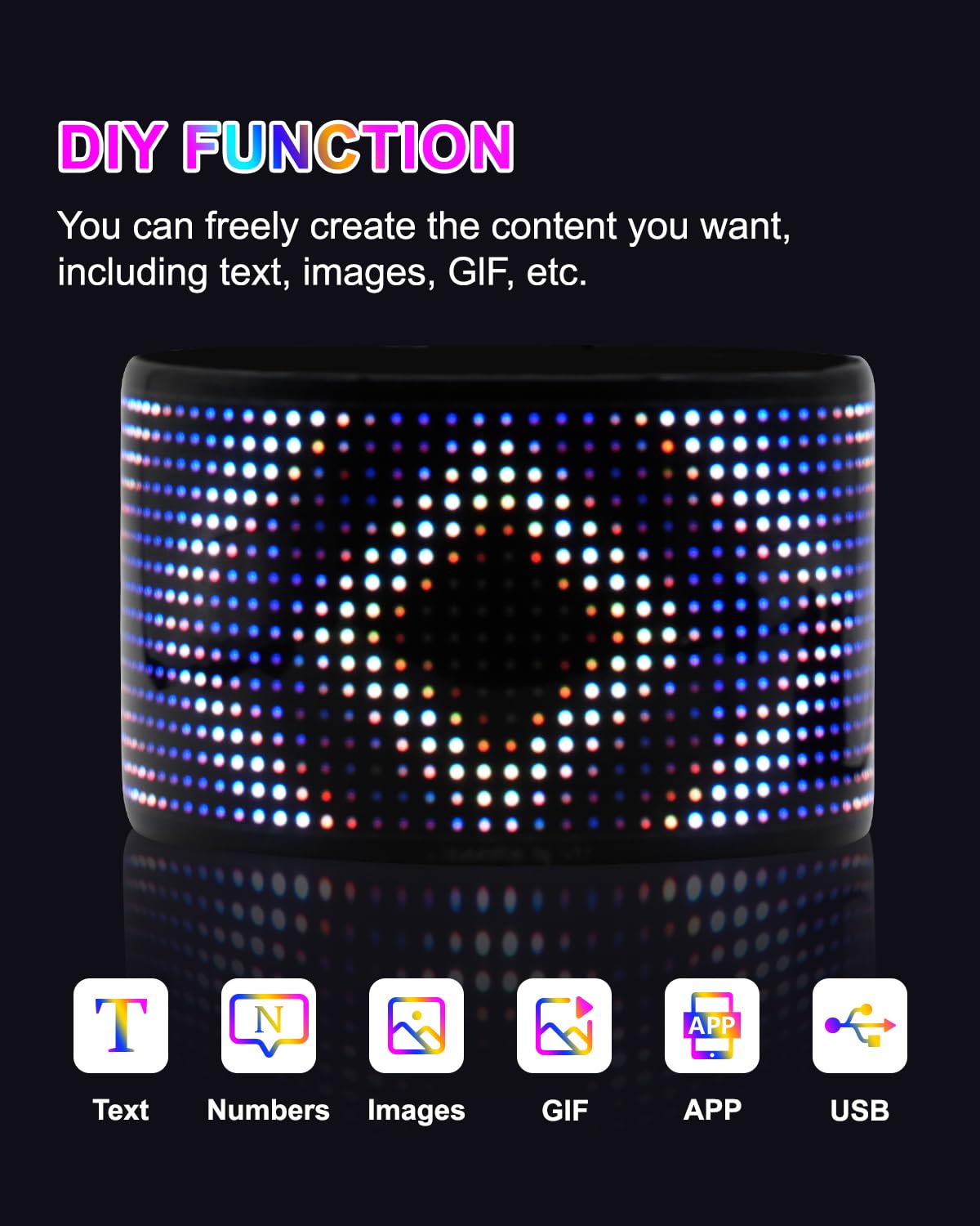 wooaismart Programmable LED Scrolling Sign - Full Color Display Board with Bluetooth APP Control - Custom Text & GIF Patterns - Perfect for Business Advertising & Car Displays (Full Color, 23" x 5")