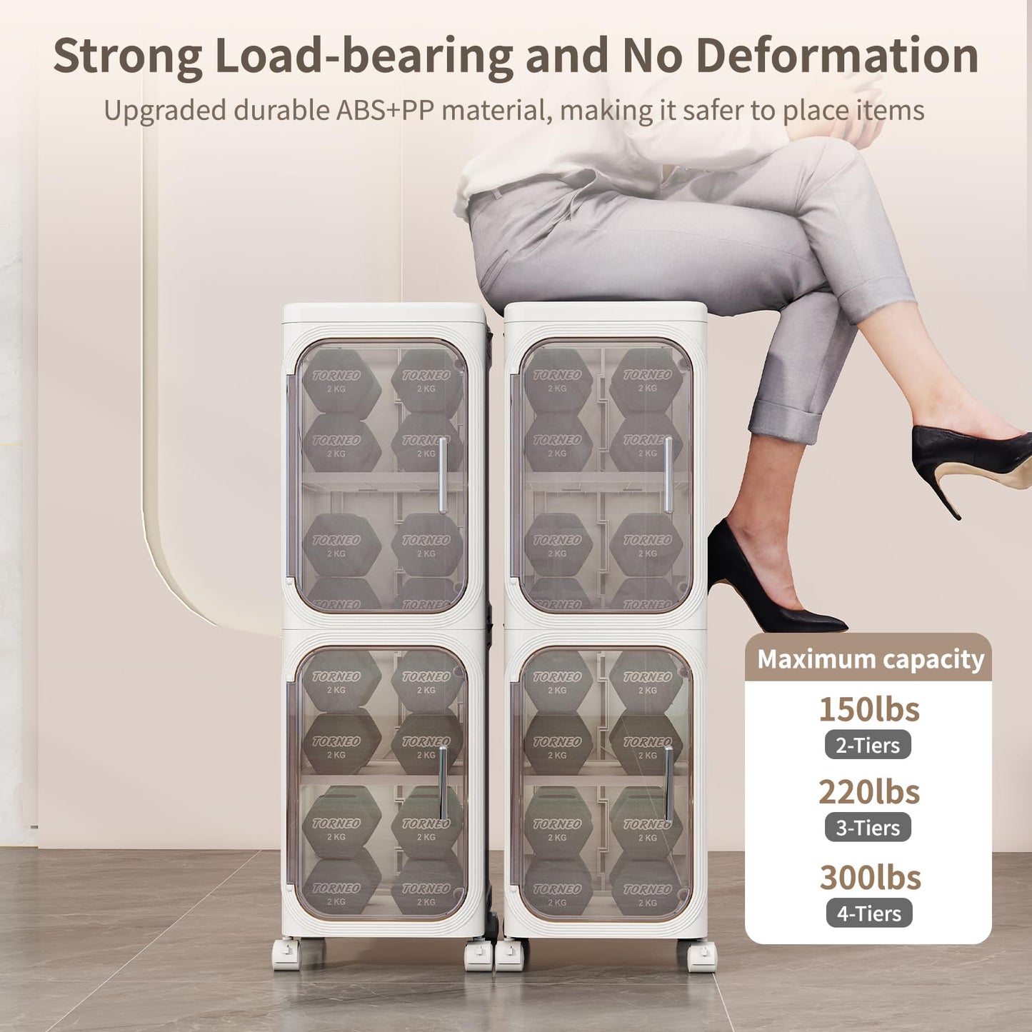 Neathub 2-Tiers Slim Bathroom Storage Cabinet, Foldable Storage Cabinets,Narrow Bathroom Storage,Movable Bathroom Storage Organizer for Small Spaces,Bathroom,Kitchen,Laundry,White