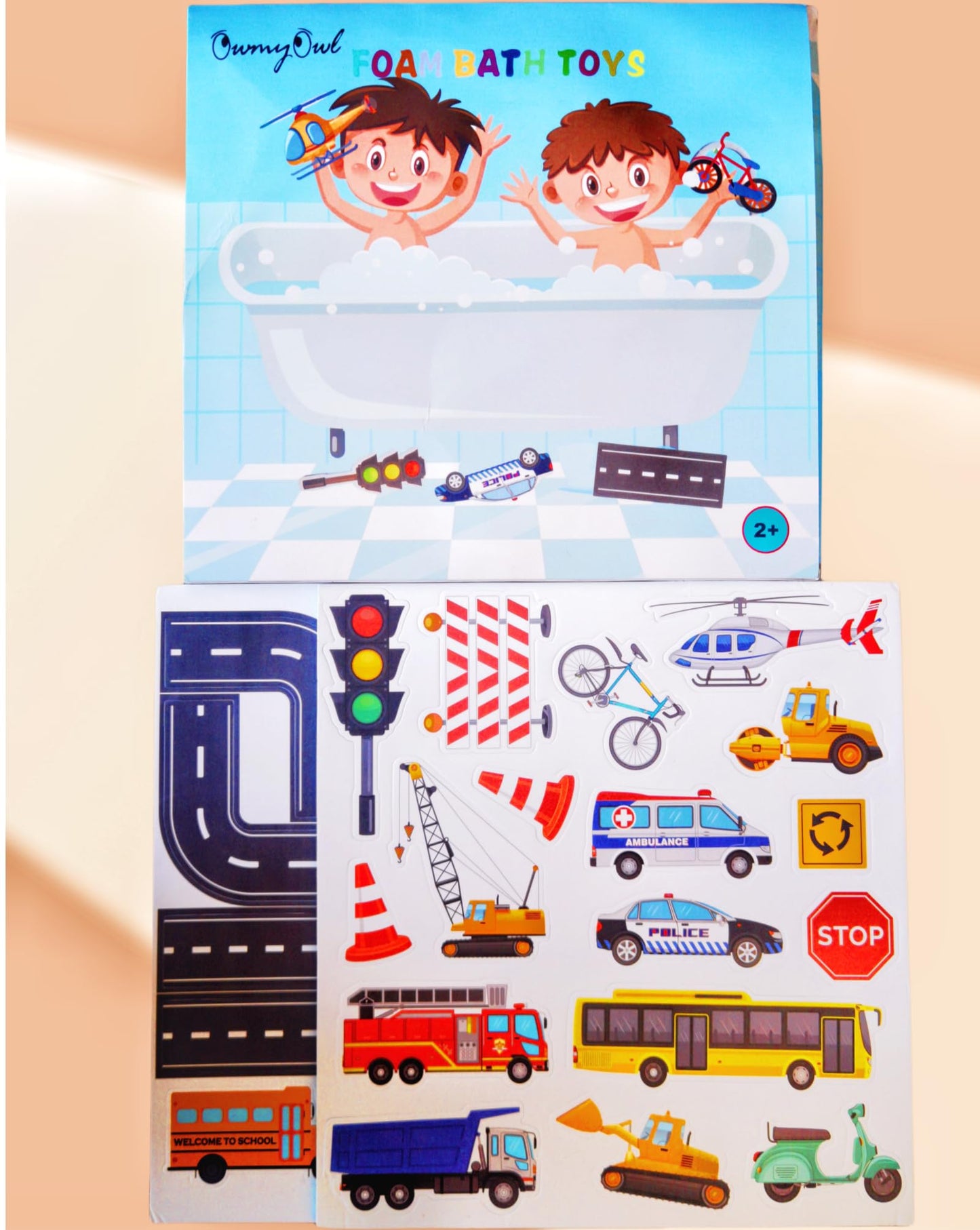 Foam Bath Toys for Toddlers- 30 Piece Vehicles Bath Stickers with Storage Bag Educational Floating Bathtub Traffic Preschool Non-Toxic Fun Bathing for Baby Girls Boys Toddler Kids