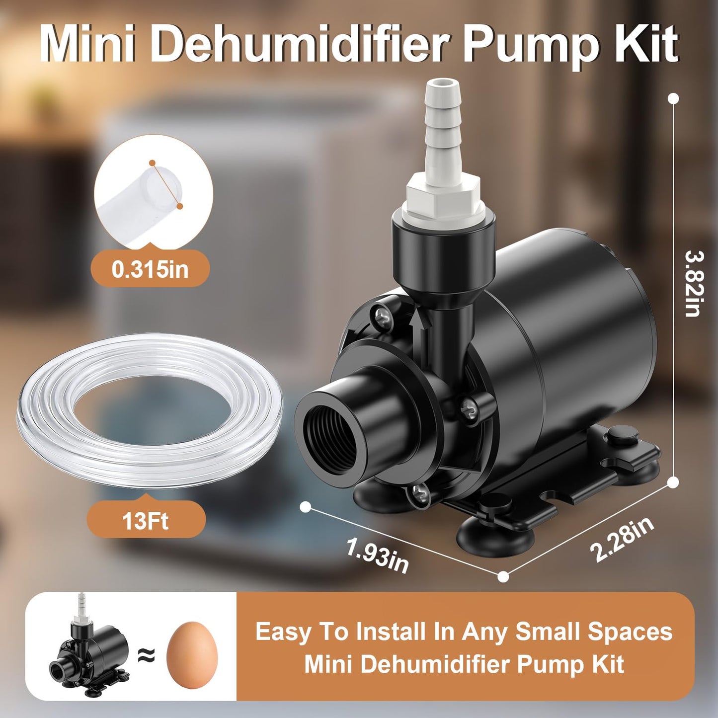PmpDrTech Upgraded Automatic Smart Dehumidifier Pump, 15FT High Lift, IPX8 Waterproof Mini Pump for Dehumidifier Drain, Auto Water-Level Detection, Ultra Quiet, Fits Most Large Dehumidifier Tanks