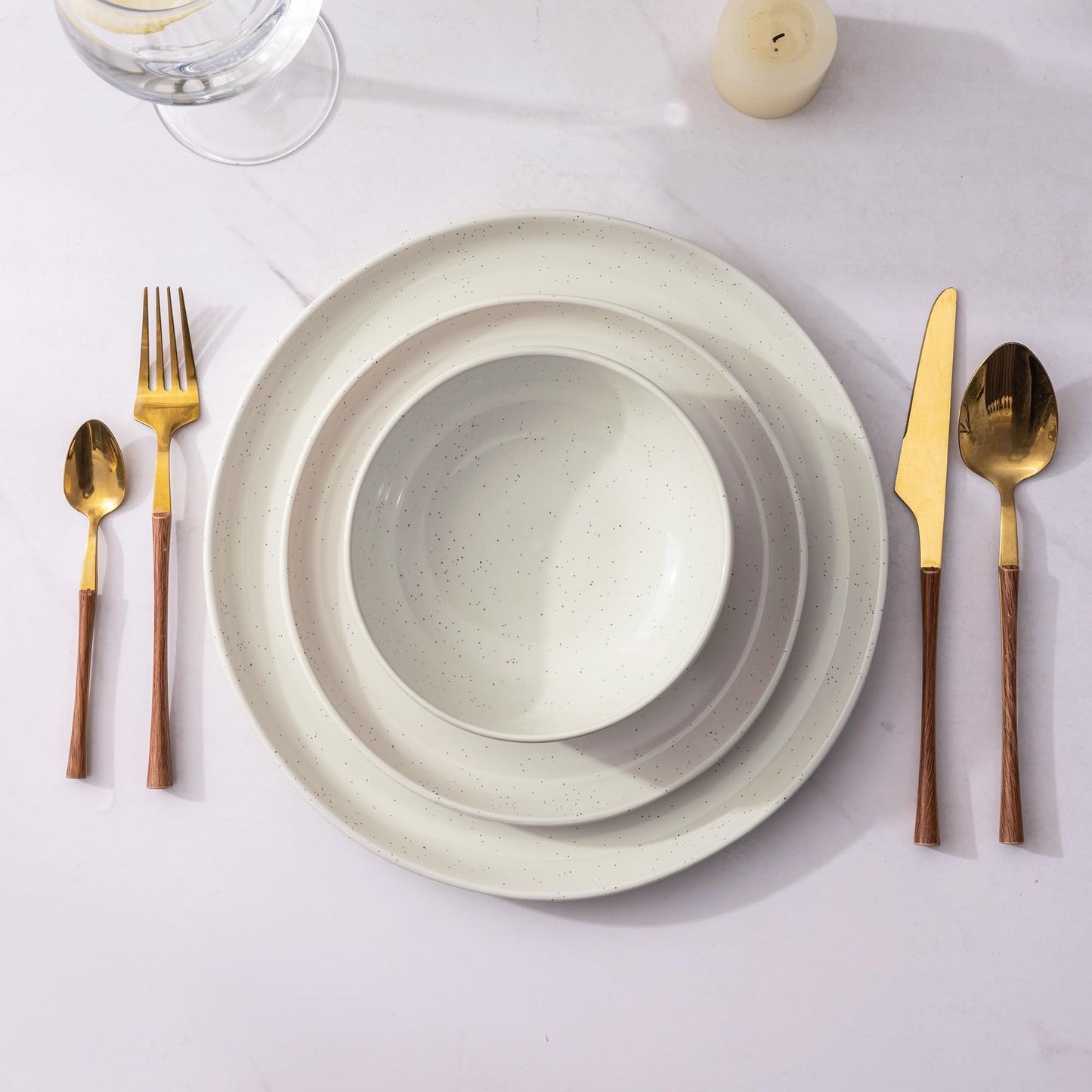 AmorArc Ceramic Dinnerware Sets, Handpainted Plates and Bowls Set with Rustic Terracotta Underside, Scratch Resistant Stoneware Dishes Set, Dishwasher & Microwave Safe