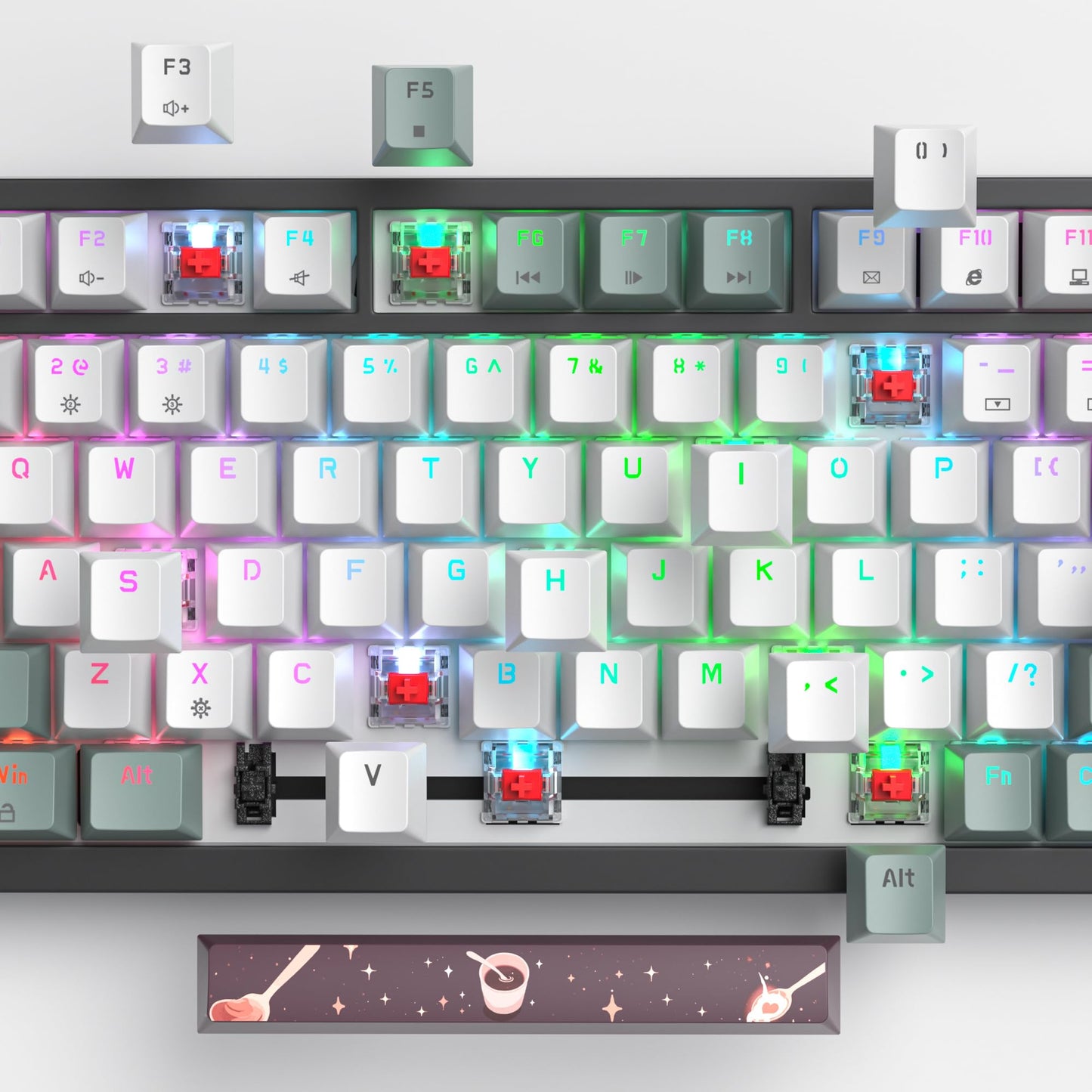 75% Wired Keyboard with Knob, 75 Percent Gaming Keyboard Hot Swappable Gasket Mount,Red Switch,RGB Backlit 82 Keys TKL Mechanical Keyboard,NKRO Compact Keyboard for PC Laptop Windows Gamer(Mist)