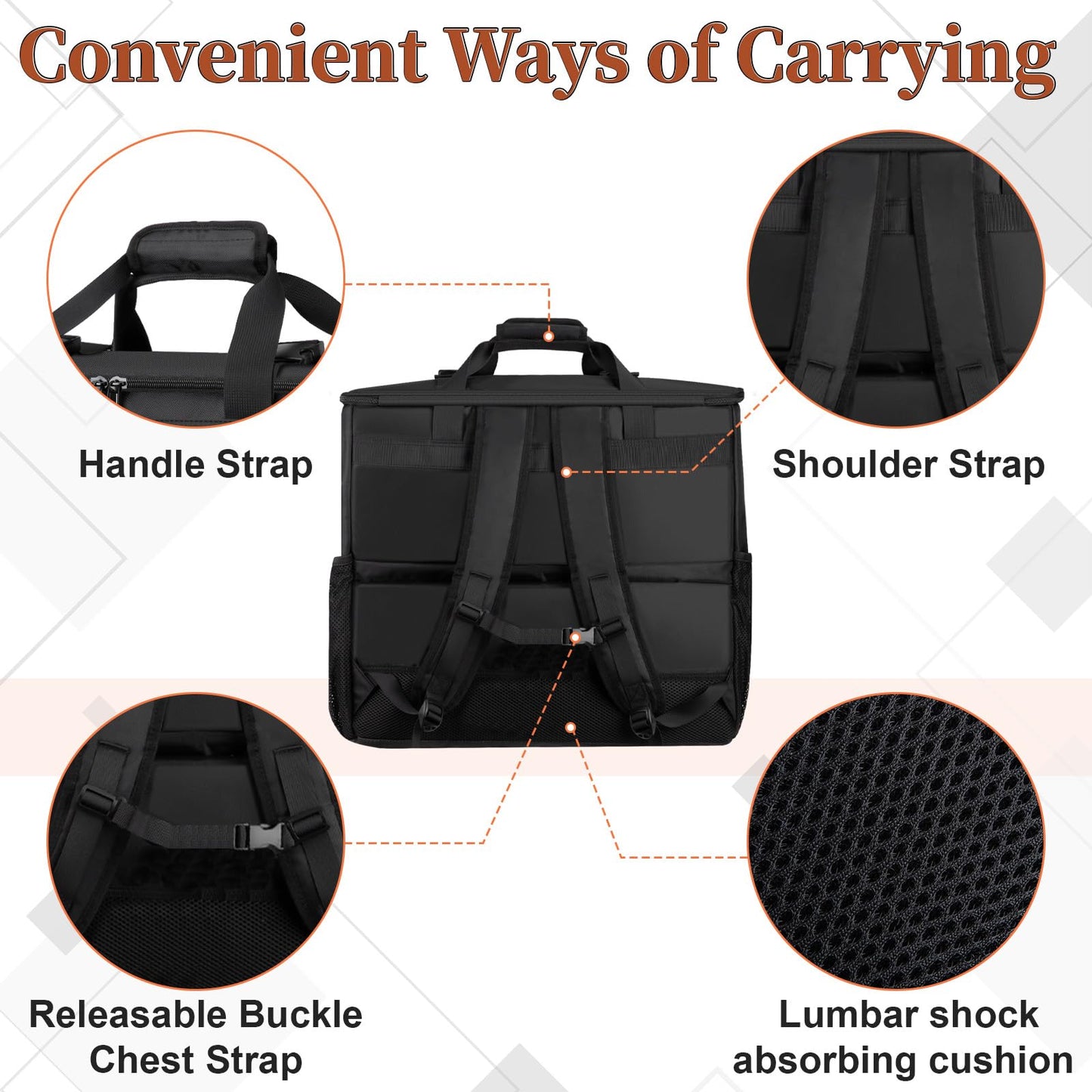 Computer Desktop Tower Large Carrying Case, PC Travel Case for Computer's Box for Moving, Portable Gaming Backpack for Keyboard, Mouse and Accessories, Bag Compatible with ATX/M-ATX mainframe chassis