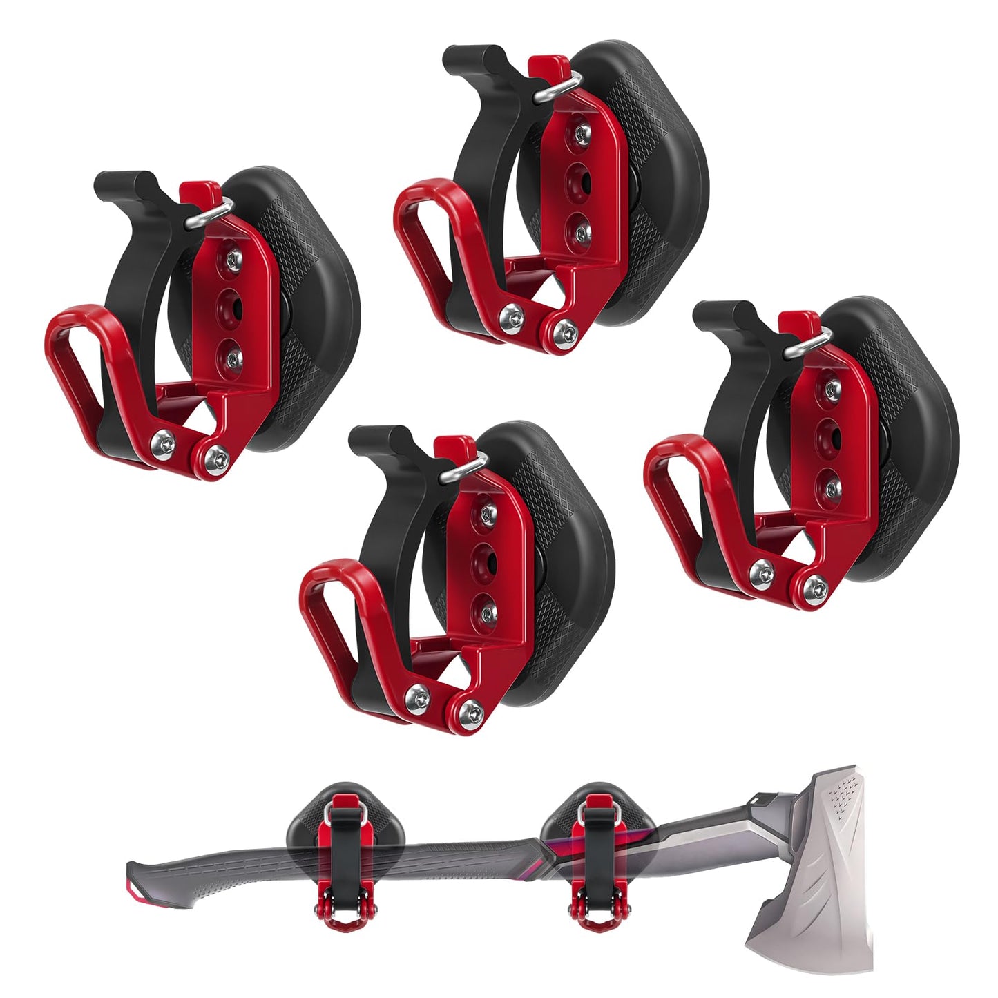MagitcSee 4 Pack Magnetic Shovel Holder for Truck, No-Drill Heavy Duty Axe Mount Quick Release Bracket for Roof Rack, Metal Rubber Clamp for Garage, RV, Trailer, Cruise, ATV Storage