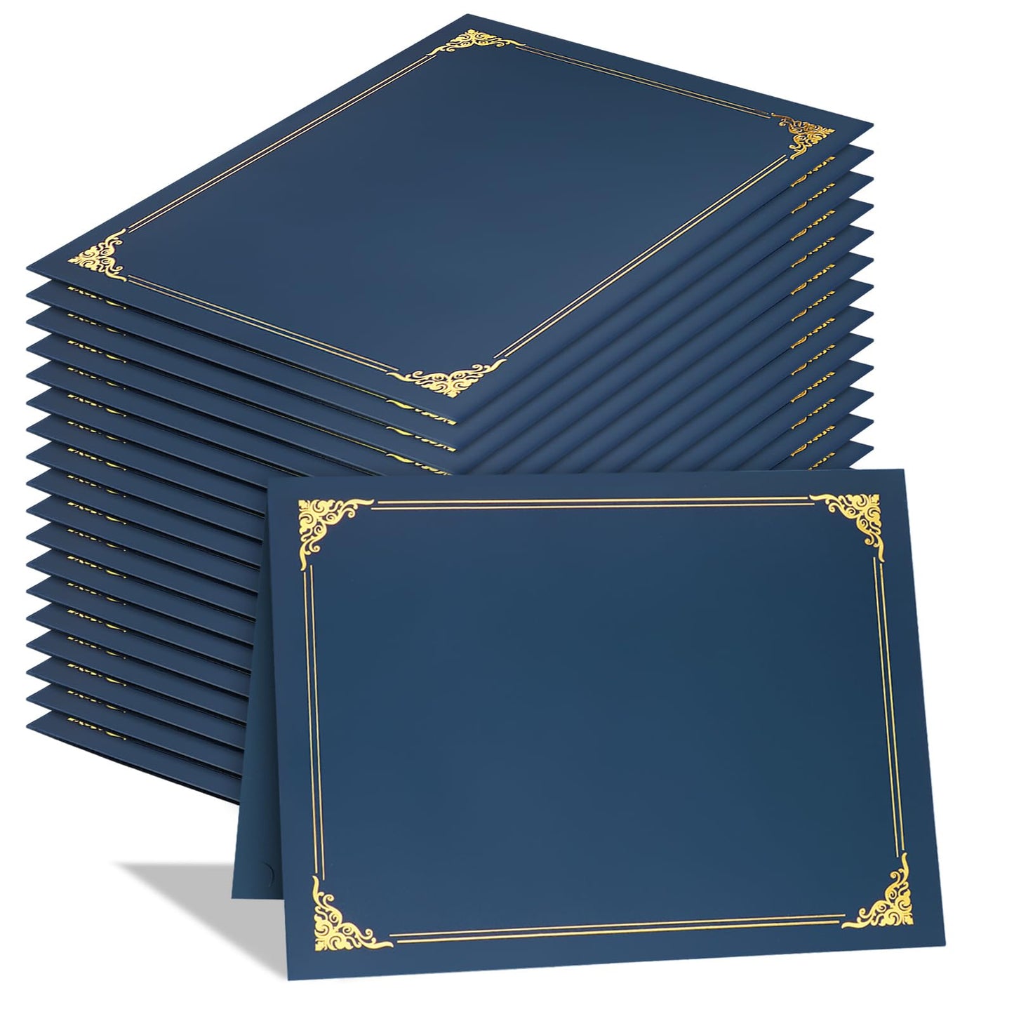 50 Packs Certificate Holders, Navy Blue Certificate Covers, Diploma Holders, Certificate Folders with Gold Foil Border for Letter Size 8.5" x 11" Certificates, Diploma, Documents, Award Cover