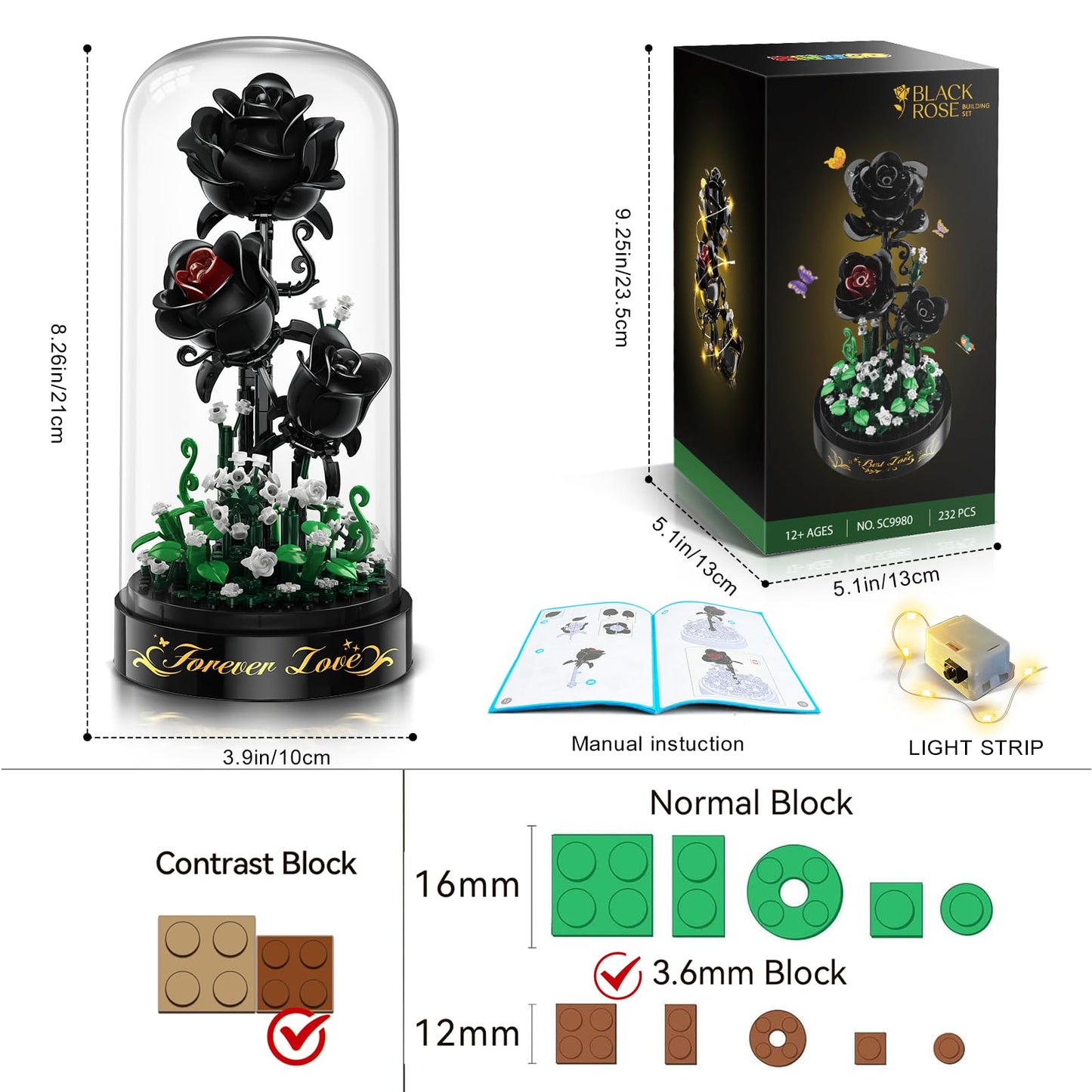 HiWEEGO Black Bouquet Building Set