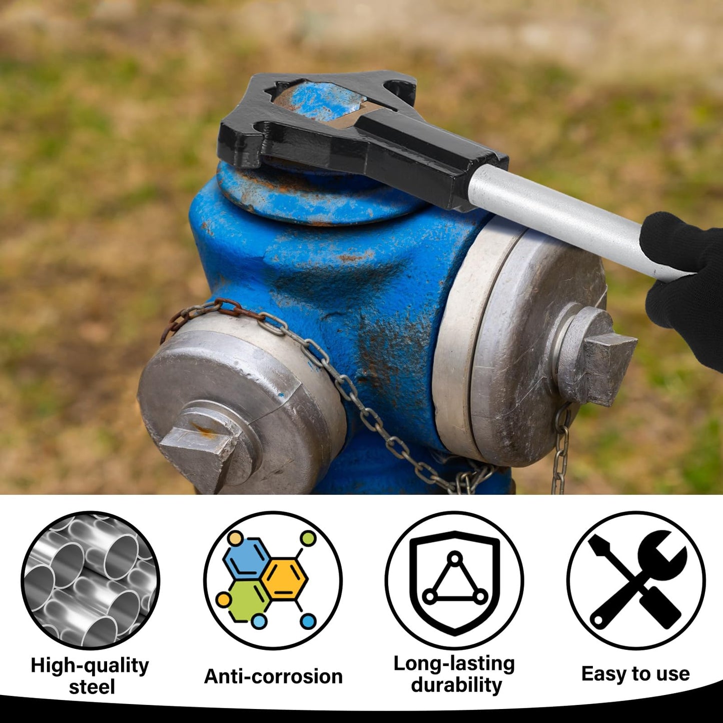 Gisafai Fire Hydrant Wrench Double Head Adjustable Heavy Duty Hydrant Wrench 19-1/2" Length Designed to Fit 3/4" - 6" Rocker Lug or Pin Lug Couplings for Loosening Caps Opening Valves