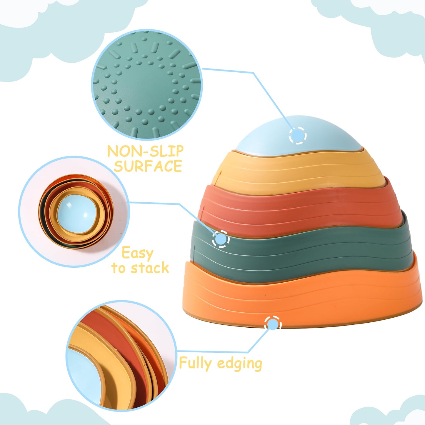 LoomLark Balance Stepping Stones for Kids 5pcs Non-Slip River Stones Obstacle Course Play Indoor and Outdoor Coordination Game Sensory Toys Toddler Ages 3 4 5 6 7 8+ (Classic)