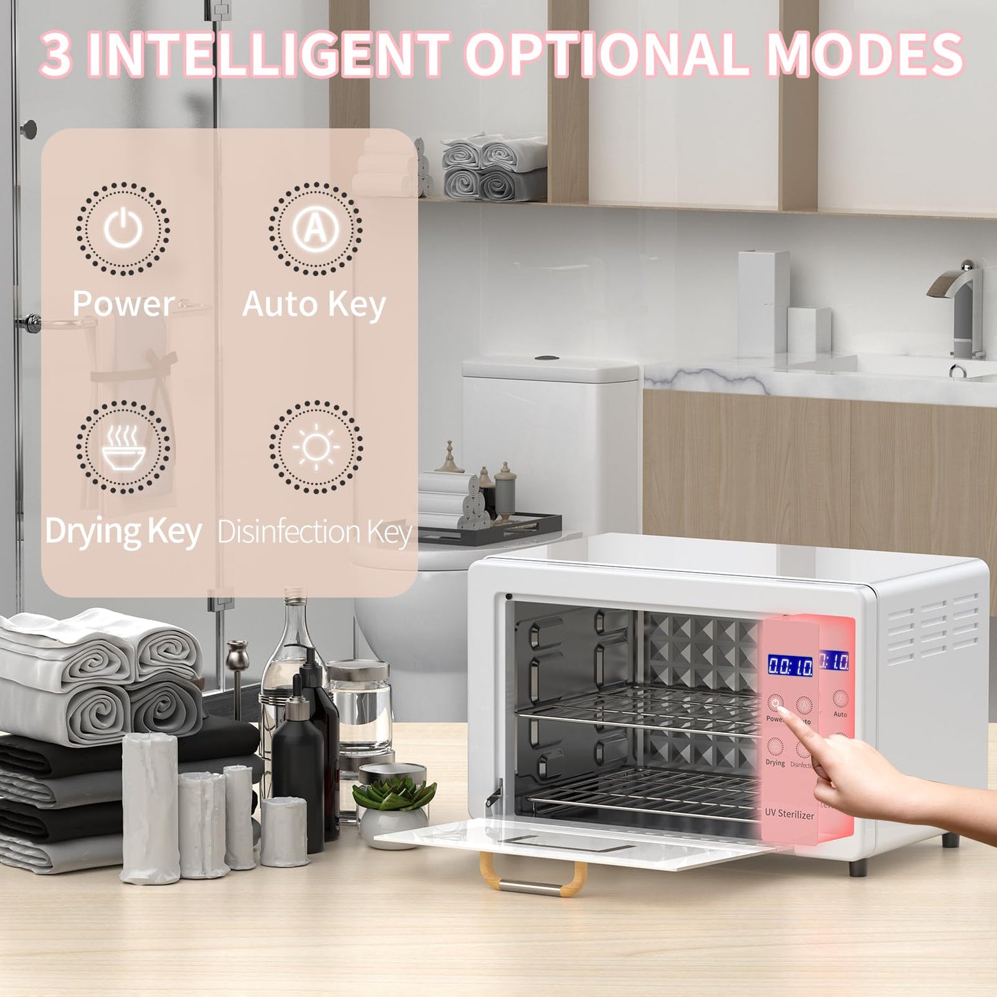 Yofuly Sterilizer for Esthetician, 10L Large Sterilizer for Nail Tools, Multi-Functional Nail Cleaner Box, Large Capacity Cleaning Cabinet for Home Use, Barbers, Beauty Salons, and Spas