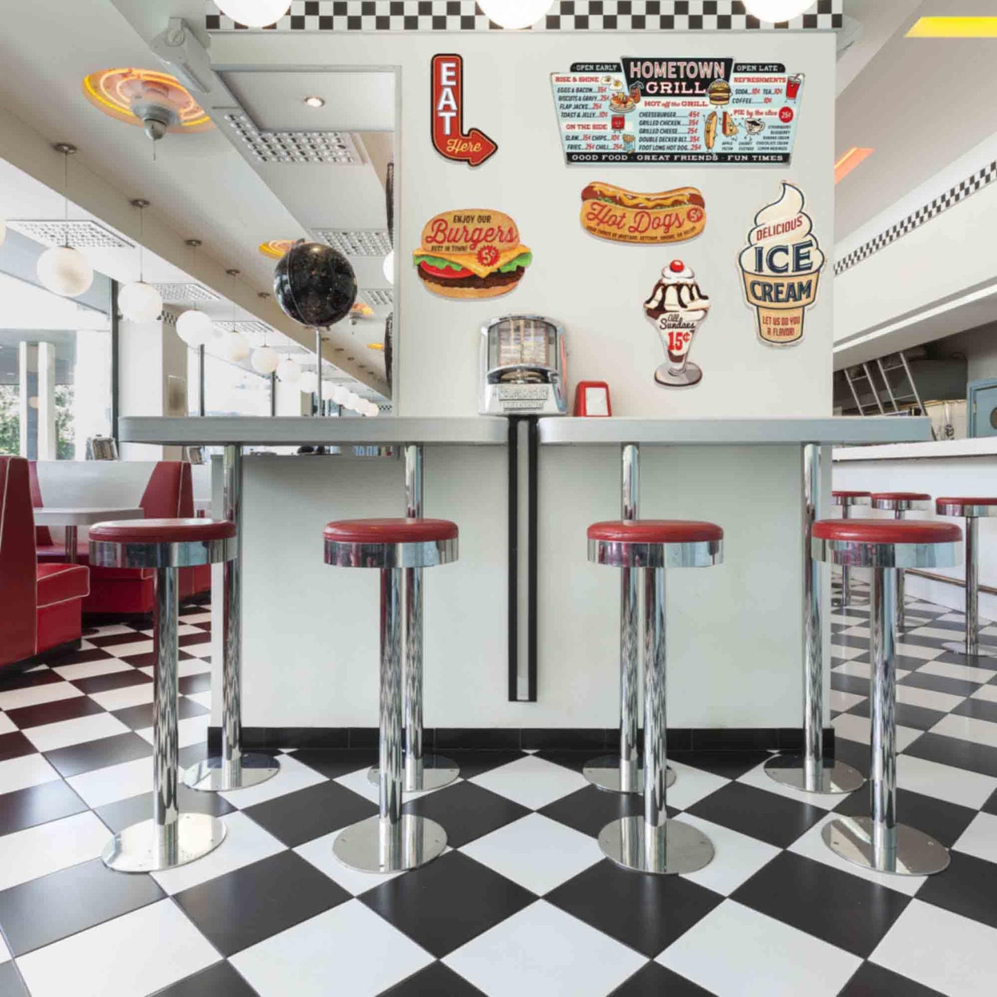 Hometown Grill Menu Metal Wall Decor - Large Distressed Menu Sign for Kitchen or Dining Room