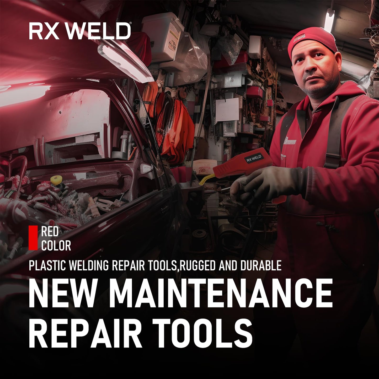 RX WELD Plastic Welder, 2 in 1 Welding Kit Repair Welder Kit 1000PCS Hot Stapler for Car Bumper Cracks, Kayaks, Plastic Toys, Patent Number D1052628