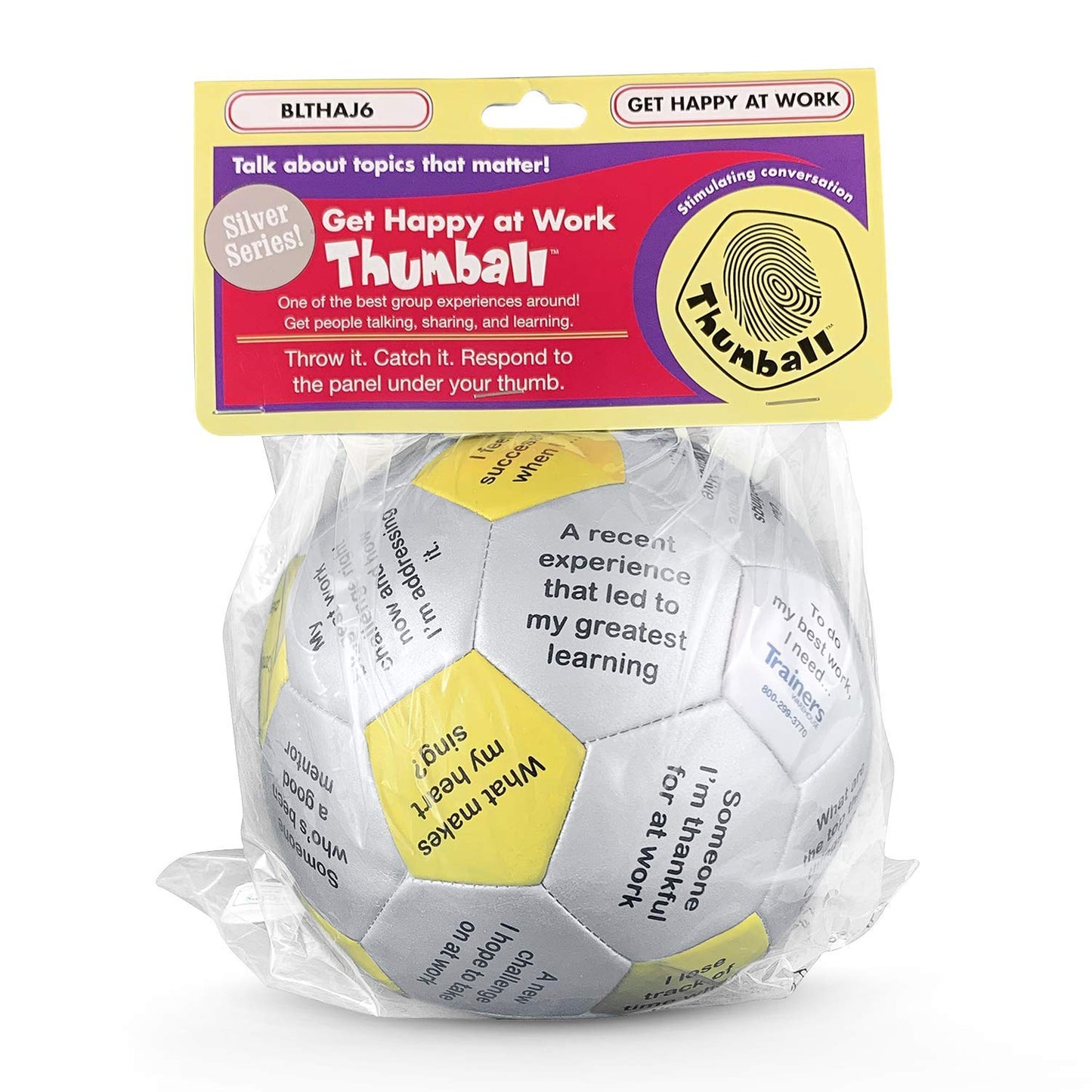 Trainers Warehouse Get Happy at Work Thumball 6" | Team Building Activities - Create a Positive Workplace. Promote Optimisim & Happy Conversations | 32 Prompts