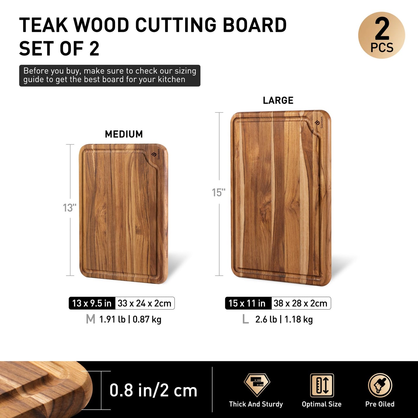 2 Pack Teak Cutting Board for Kitchen Wooden Chopping Board Charcuterie Board Non Slip Over Sink NOT Bamboo Stainless Steel Titanium Acrylic Acacia Olive Glass Plastic Silicone Metal