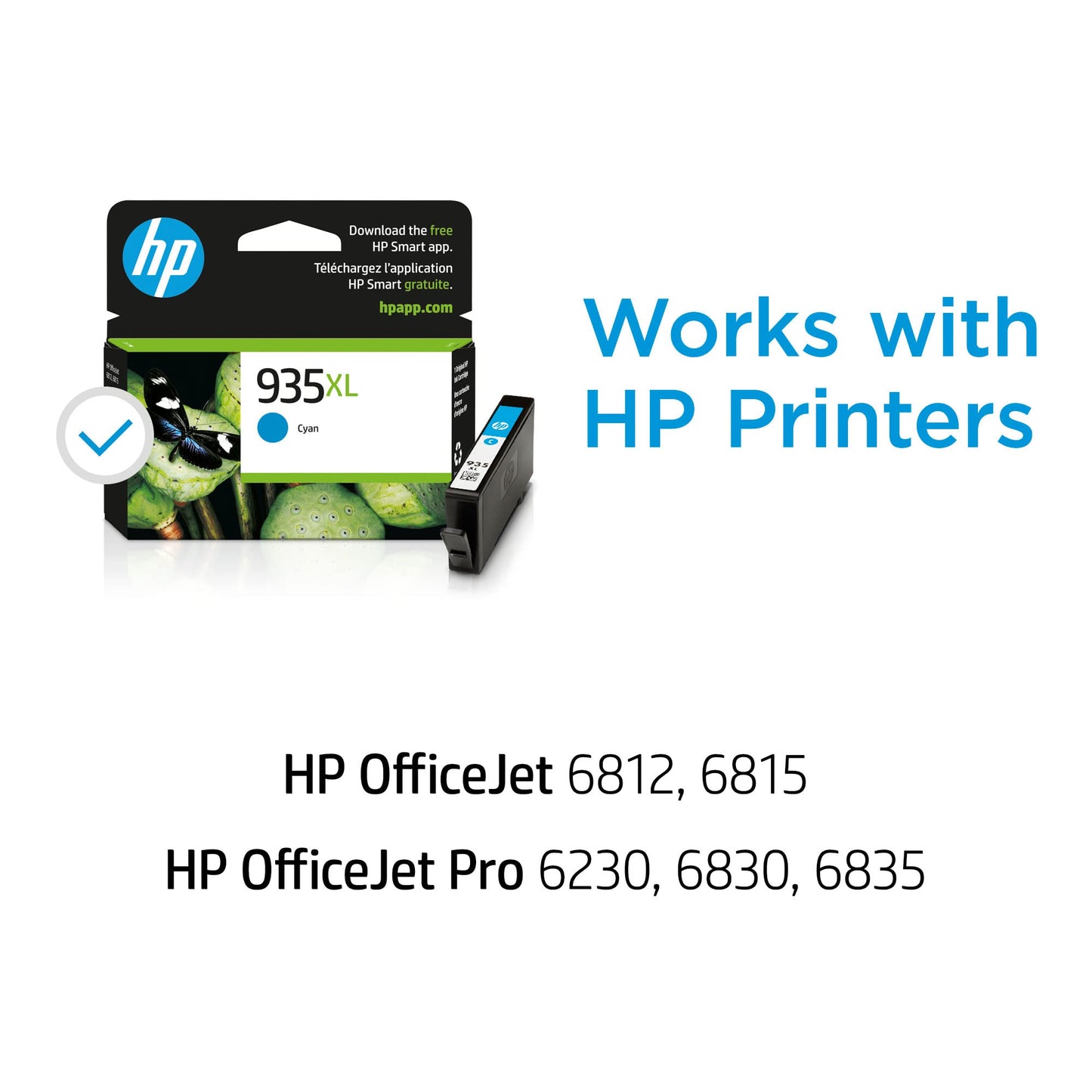 HP 935XL Cyan High-Yield Ink Cartridge | Works OfficeJet 6810; OfficeJet Pro 6230, 6830 Series | C2P24AN