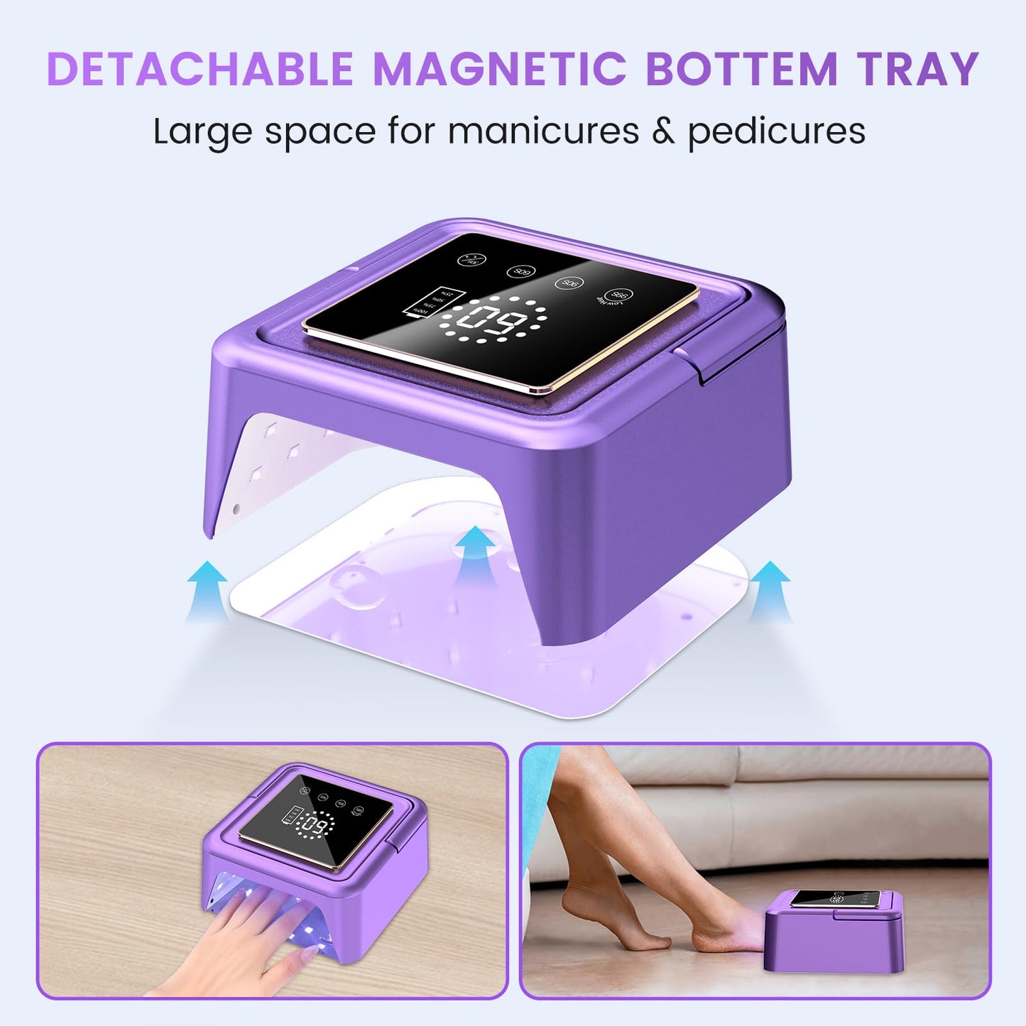 Subay UV Nail Lamp 108W, UV Light for Gel Nail Polish, Cordless LED Nail Lamp with 36 Beads & Touch Display, Nail Light with 4 Timer Mode & Auto Sensor, Fast Curing Nail Dryer for Salon & Home, Purple