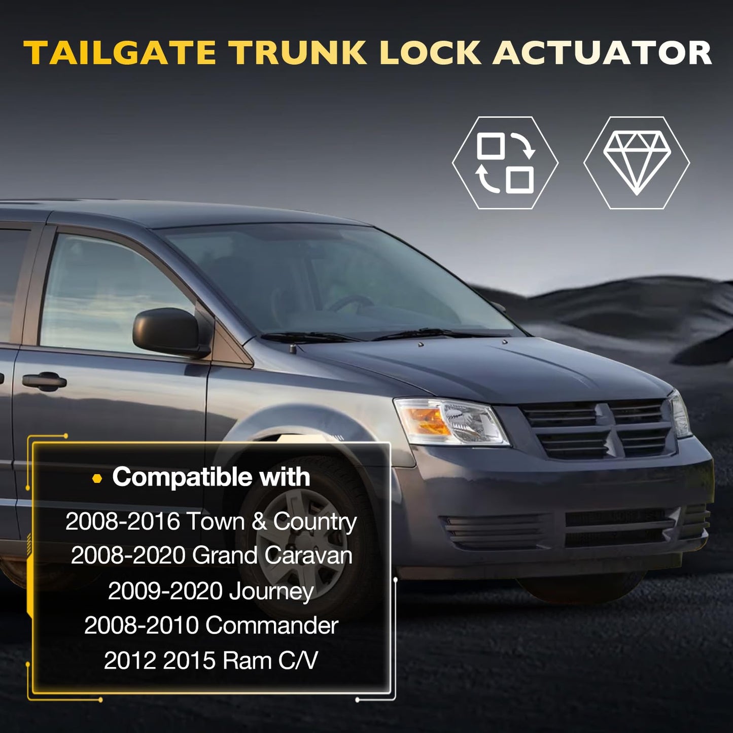 Rear Tailgate Lock Actuator Compatible with Dodge Town & Country, Grand Caravan, Journey, Commander, Ram C/V Trunk Liftgate Latch Actuator Replaces#4589243AA 4589243AG