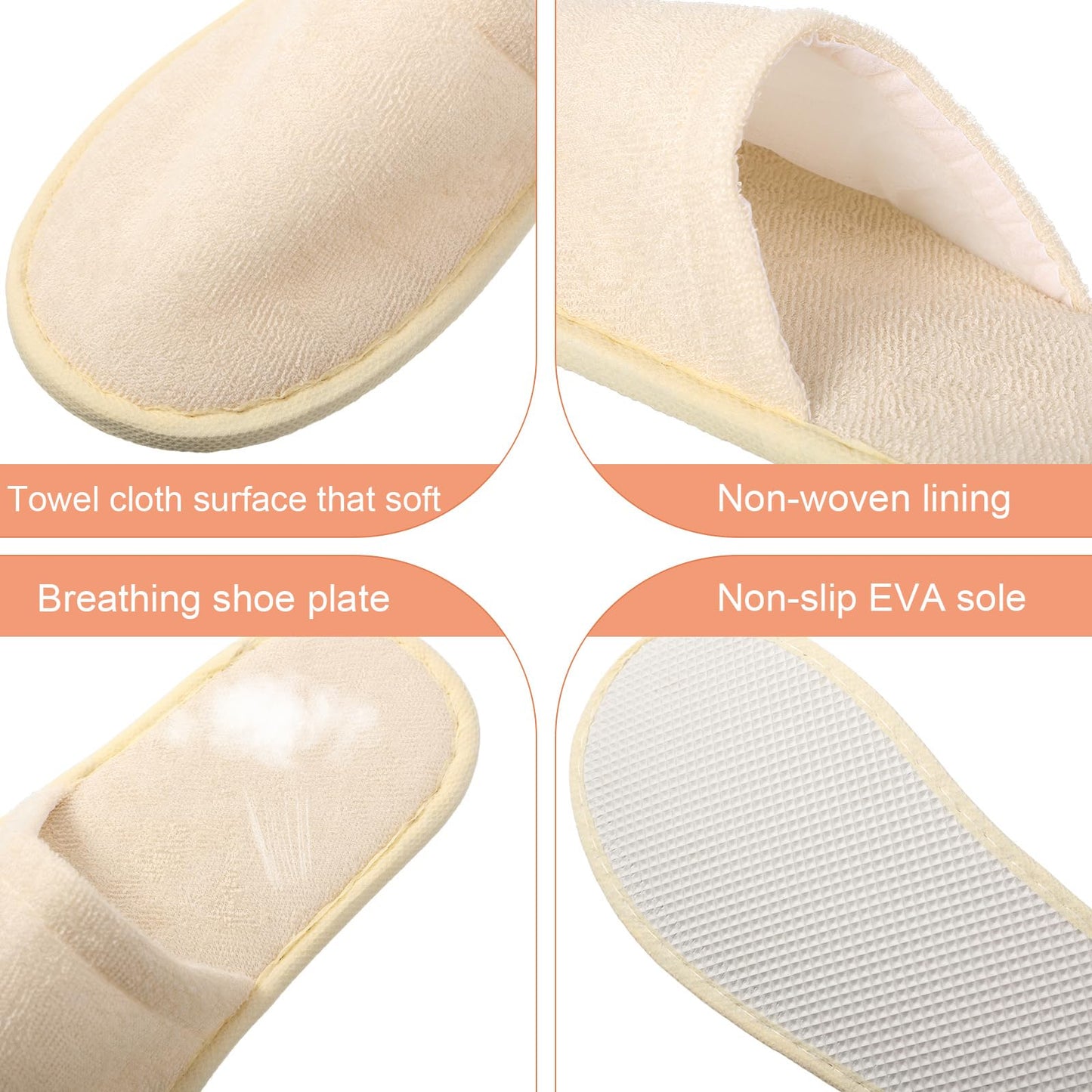 Geyoga 24 Pairs Disposable Slippers for Guests Bulk Women Men 2 Size Cotton Soft Hotel Spa Slippers for Home Indoor Travel Wedding Party(White, Light Gray, Black, Khaki,M)