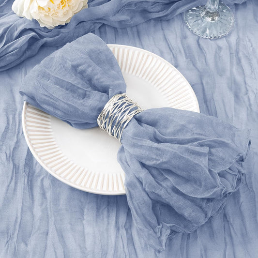 DeZerlor 100 Pack Dusty Blue Cheesecloth Napkins Summer Cloth Napkins Set of 100 Dinner Napkins Bulk 21x21 Inches for Wedding Bridal Shower Baby Shower Parties