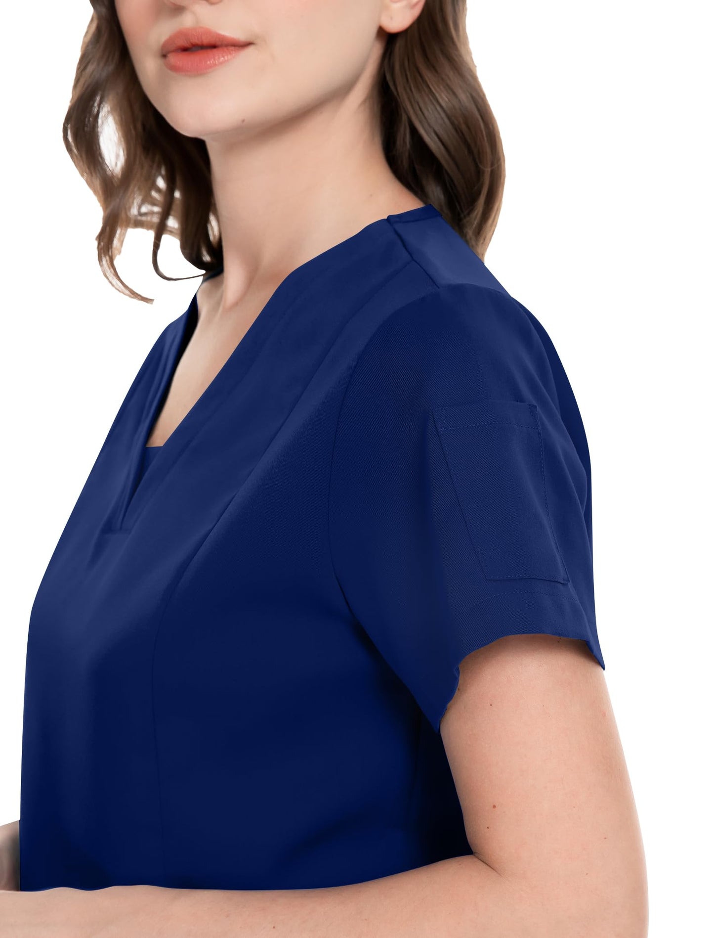 niaahinn Scrub for Women Set - Modern V-neck Scrub Top & Jogger Pants with Drawstring, Anti Wrinkle, Yoga Waistband (Navy Blue,S)