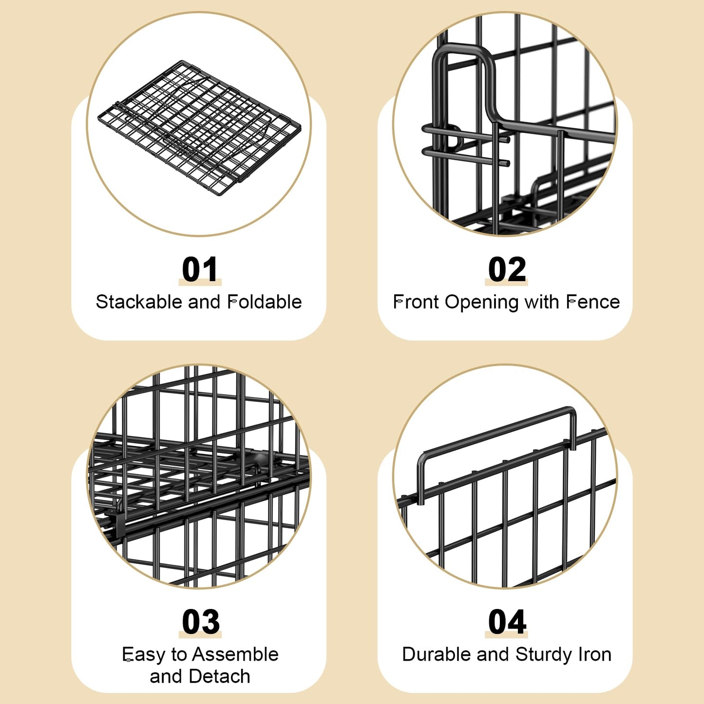 Astrorhine 4-Tier Stackable Closet Organizers and Storage Basket - Foldable Closet Shelf Organizer System, Sturdy Metal Space-Saving Clothes Storage Bins for Wardrobe, Black