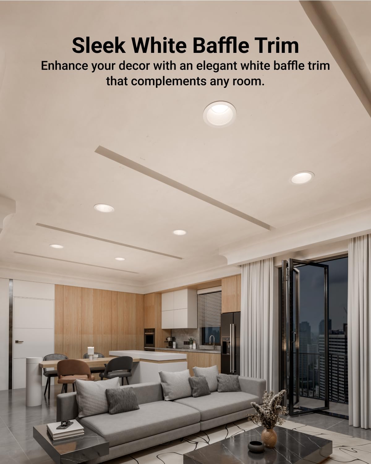 Sunco 12 Pack 6 Inch Ceiling Can Light Trim, Step Baffle with Detachable Ring, White Recessed Light Trim